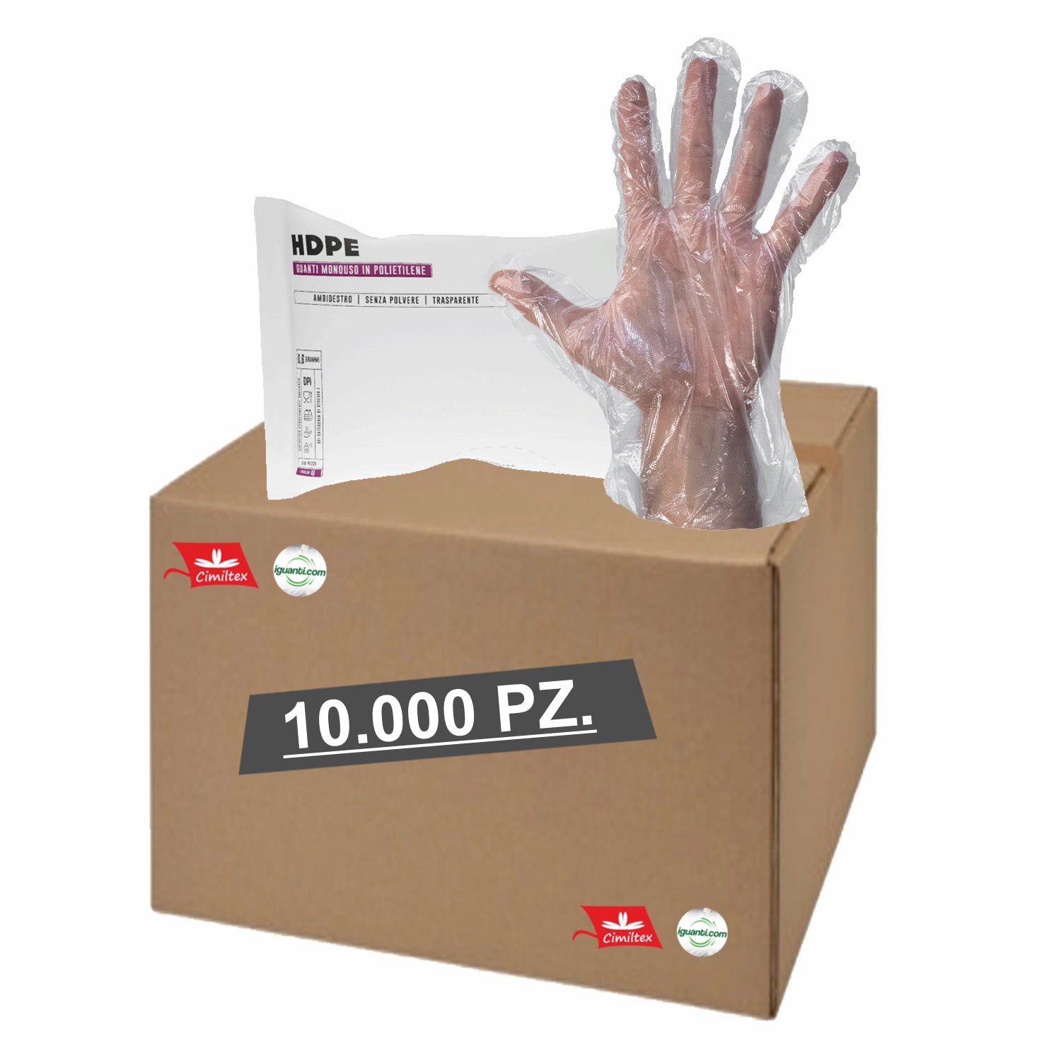 10.000 Guanti monouso per ortofrutta o distributori in polietilene HDPE taglia XL