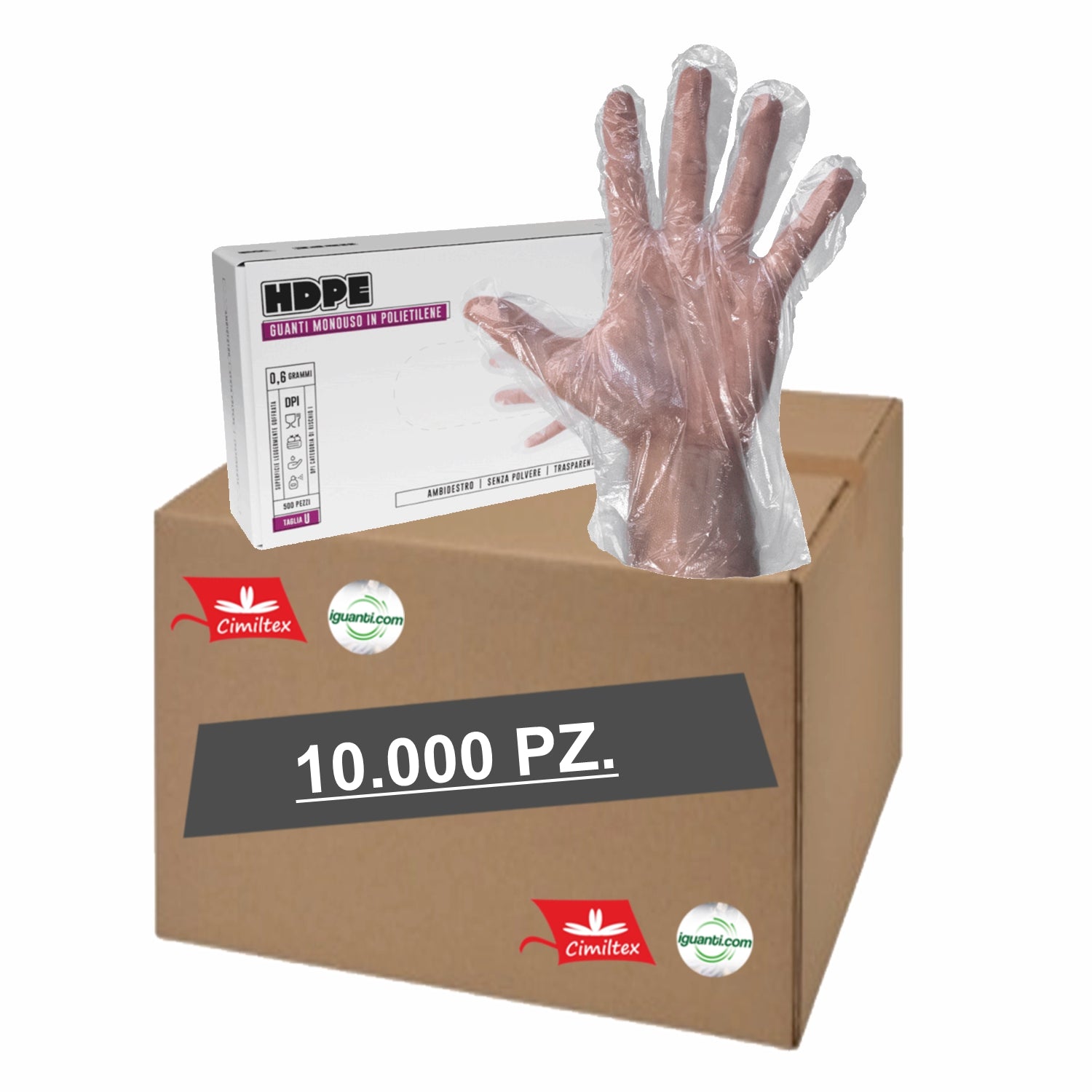 10.000 Guanti monouso per ortofrutta e distributori in polietilene HDPE taglia XL