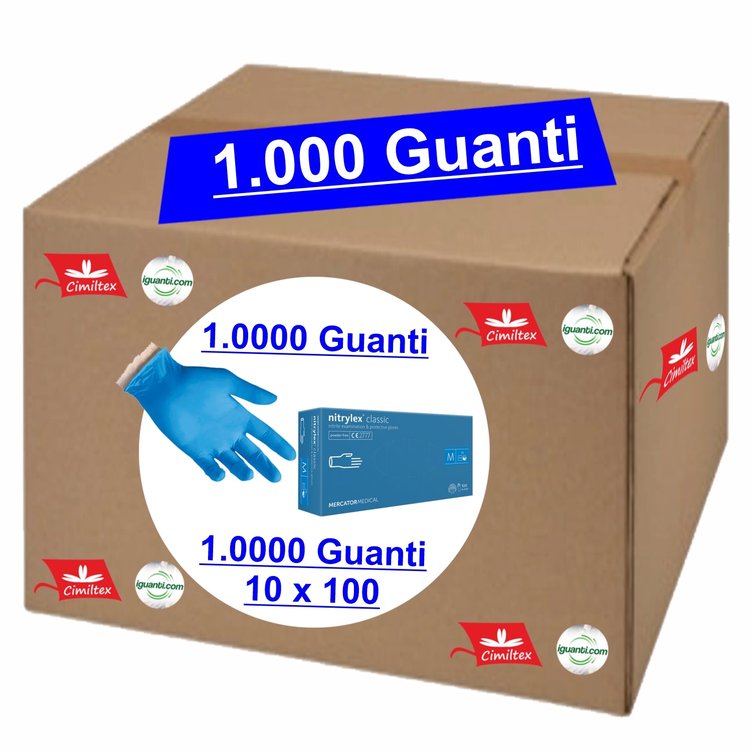 Guanti monouso nitrile senza polvere nitrylex classic 888 mercator gr. 3,30