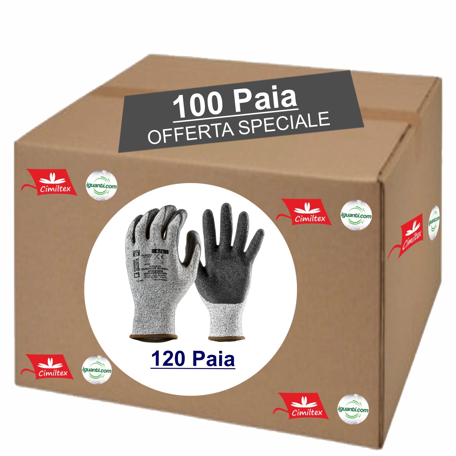 Guanti antitaglio spalmato in LATTICE hppe coste 13 ruvido nero 1crlb