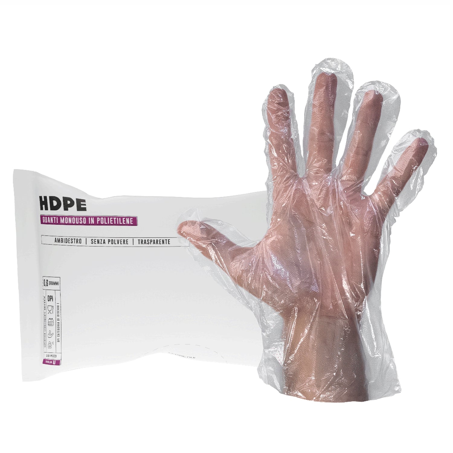 100 Guanti monouso per ortofrutta e distributori in polietilene HDPE