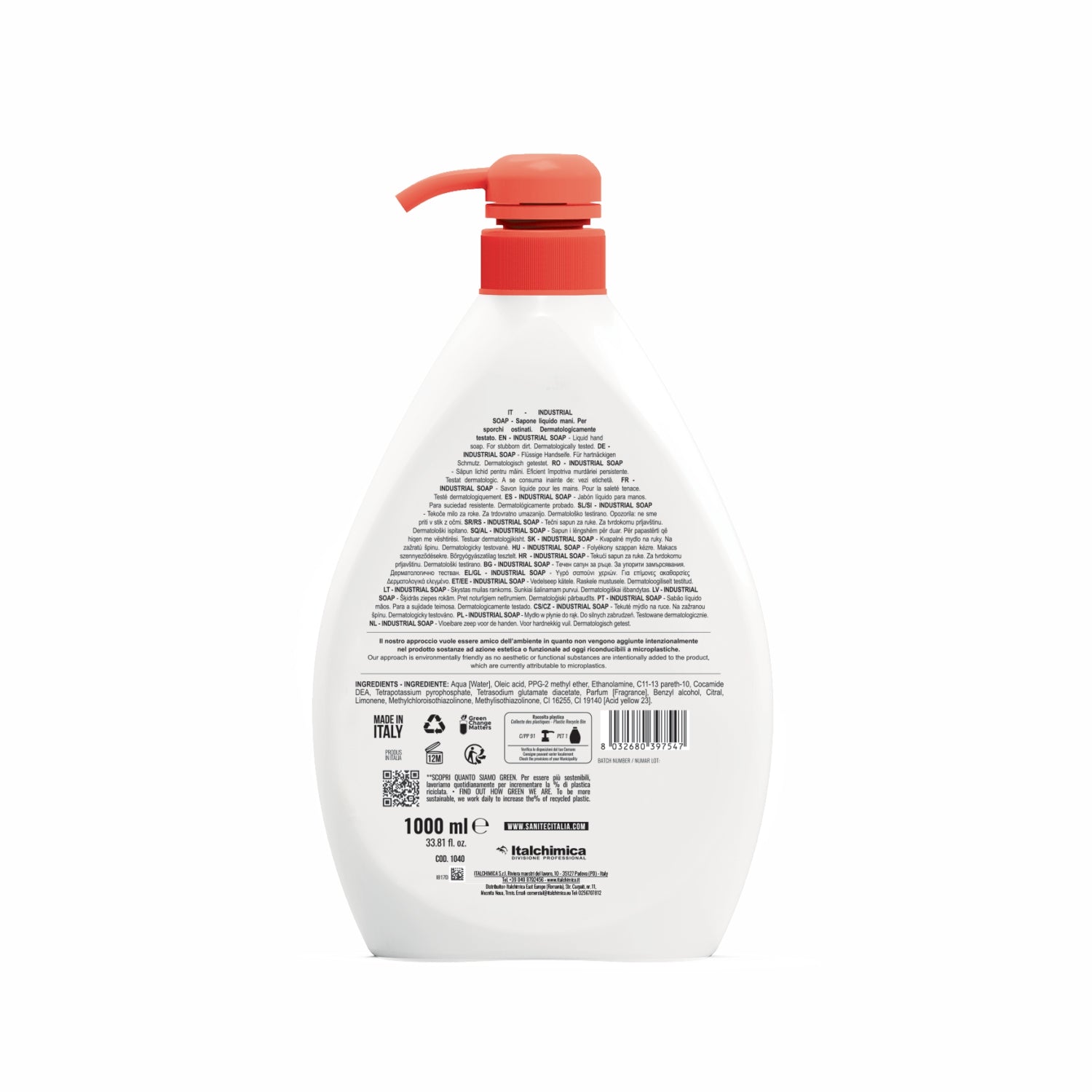 Sapone liquido specifico per sporchi ostinati oli e grassi Industrial Soap 1000 ML sanitec 1040