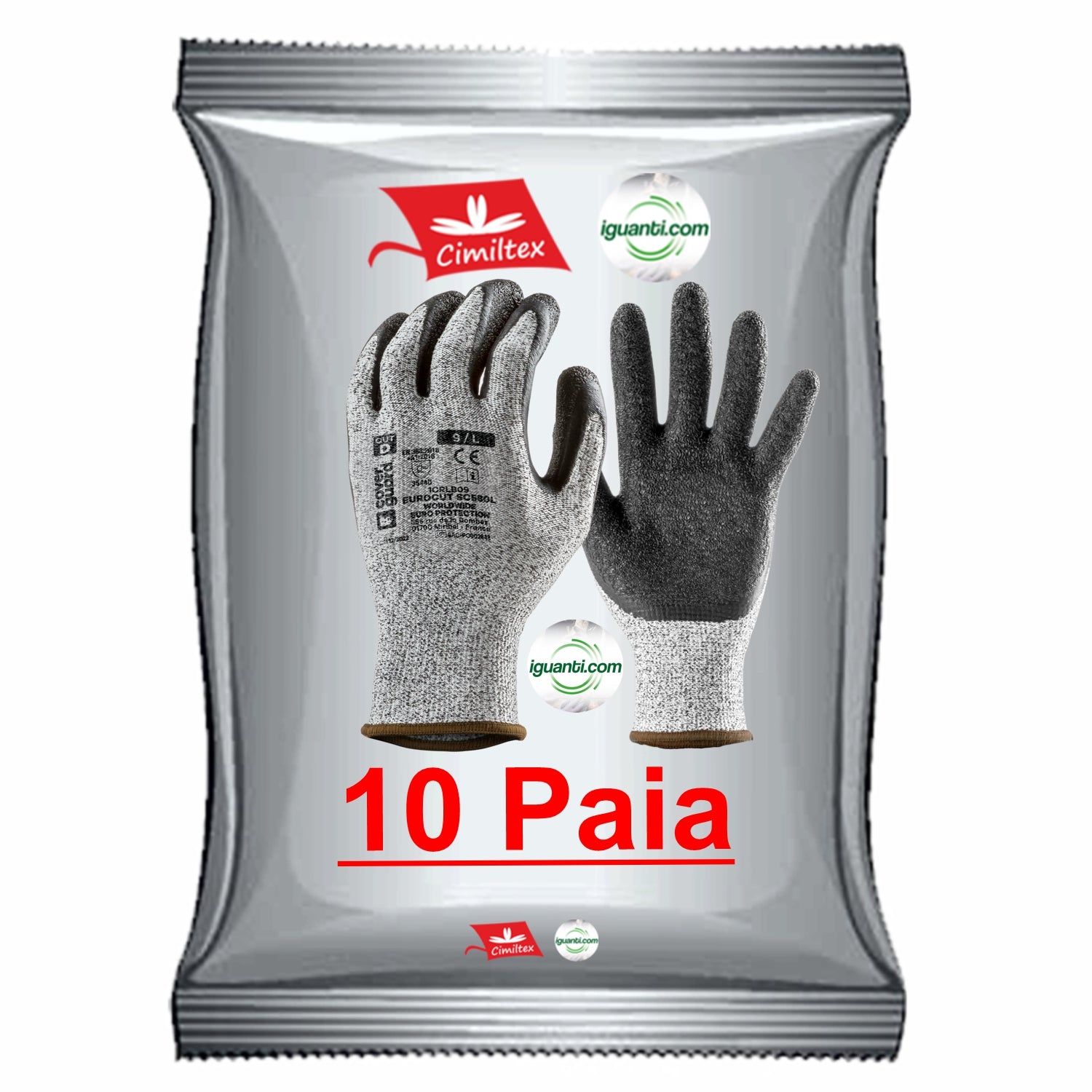 Guanti antitaglio spalmato in LATTICE hppe coste 13 ruvido nero 1crlb