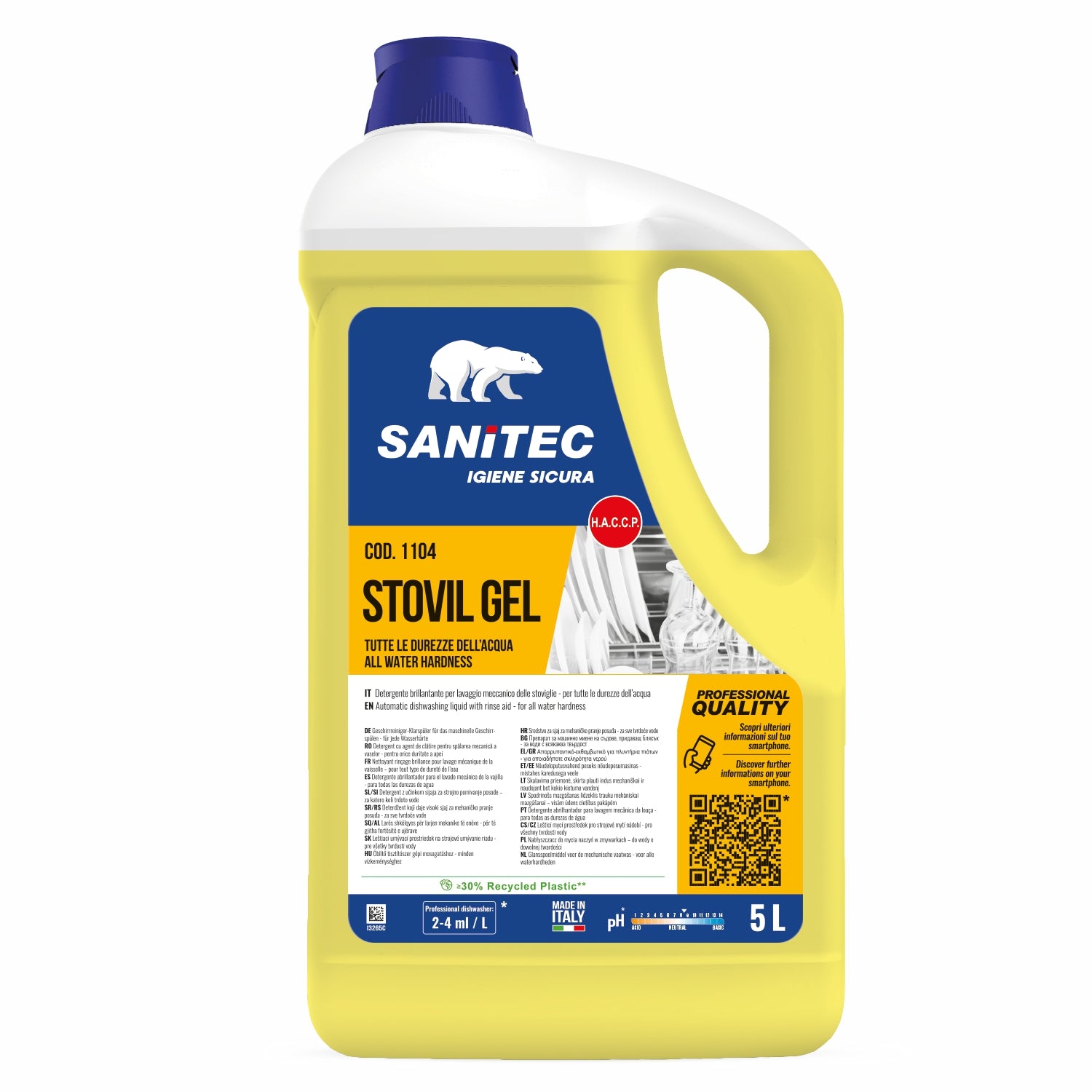 Lavastoviglie detergente stovil gel litri 5 sanitec 1104