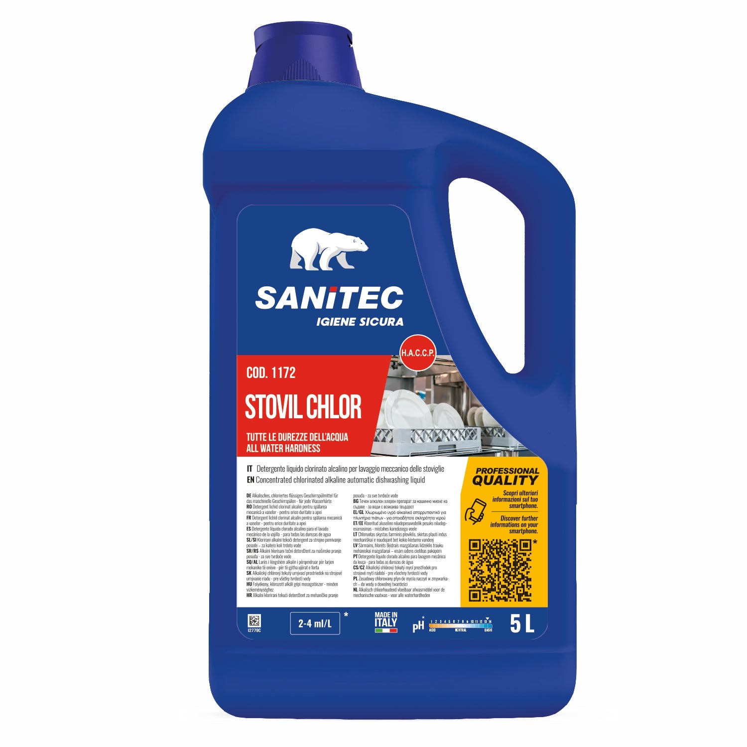 Lavastoviglie detergente Stovil Chlor 5 litri sanitec 1172