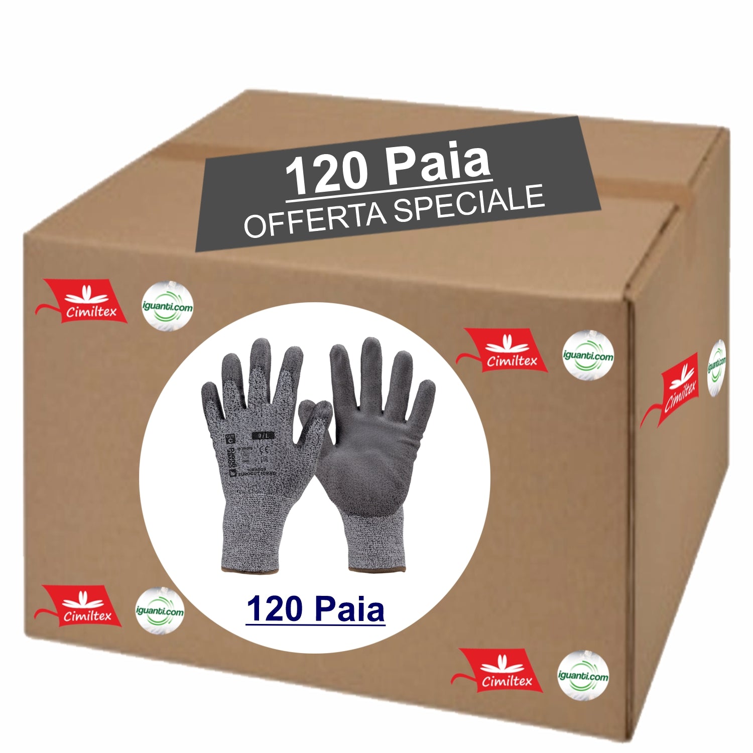 Guanti antitaglio HPPE palmo spalmato in POLIURETANO grigio 1crag