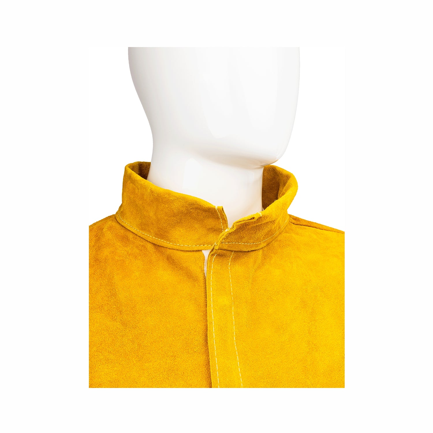 Giacca da saldatore in pelle crosta bovina con cuciture in kevlar colore giallo