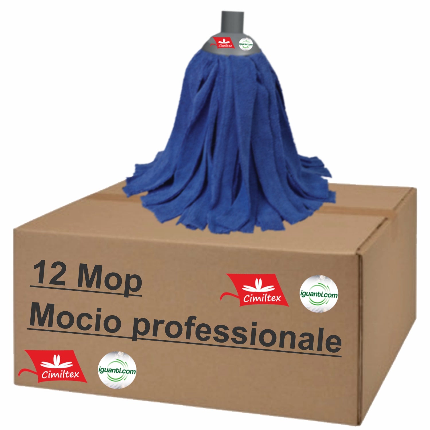 12 Mocio Mop Microfibra gr. 220 professionale filo tagliato ideale per tutti i tipi pavimenti
