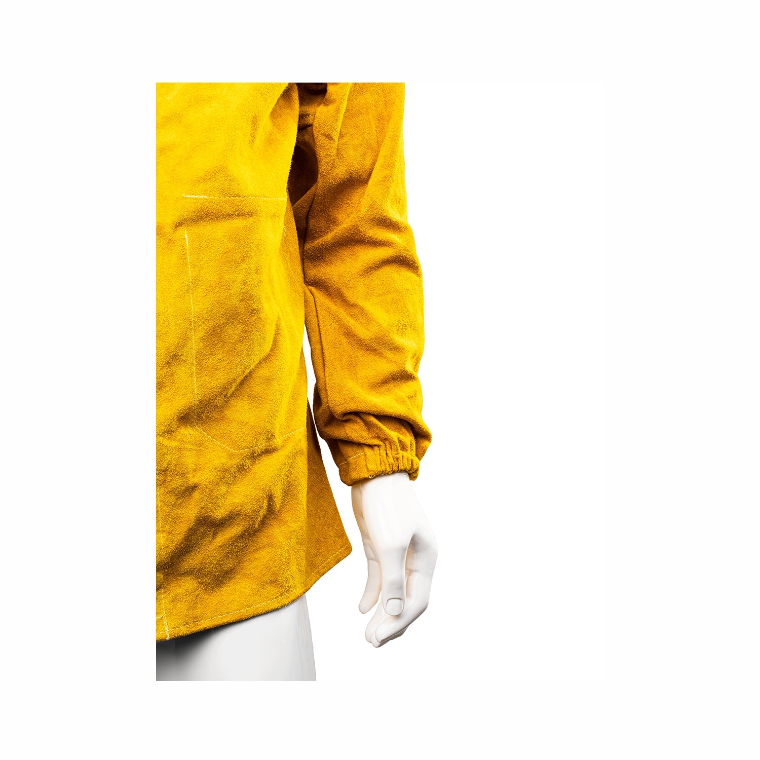 Giacca da saldatore in pelle crosta bovina con cuciture in kevlar colore giallo