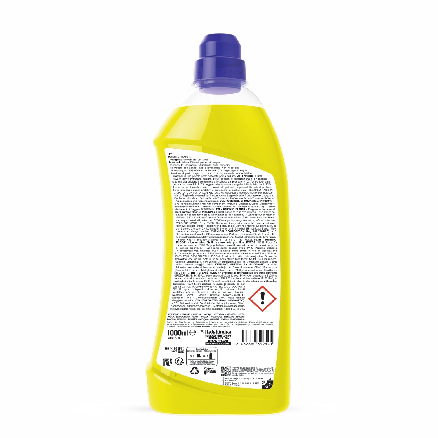 6 flaconi Detergente pavimenti igienic floor fiori d'arancio alcalino per sporco pesante 1000 ml 1433-S
