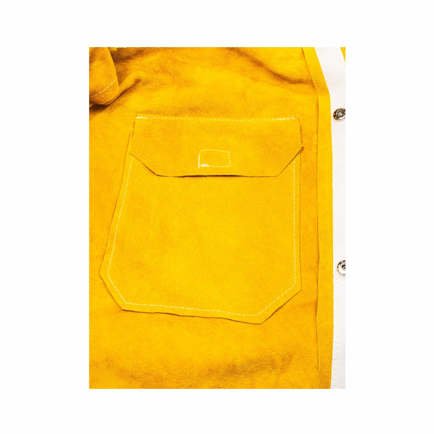 Giacca da saldatore in pelle crosta bovina con cuciture in kevlar colore giallo