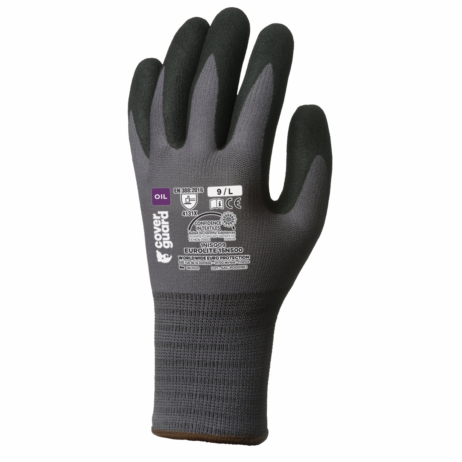 Guanti doppia spalmatura in nitrile con grip eurolite 15n500 coverguard