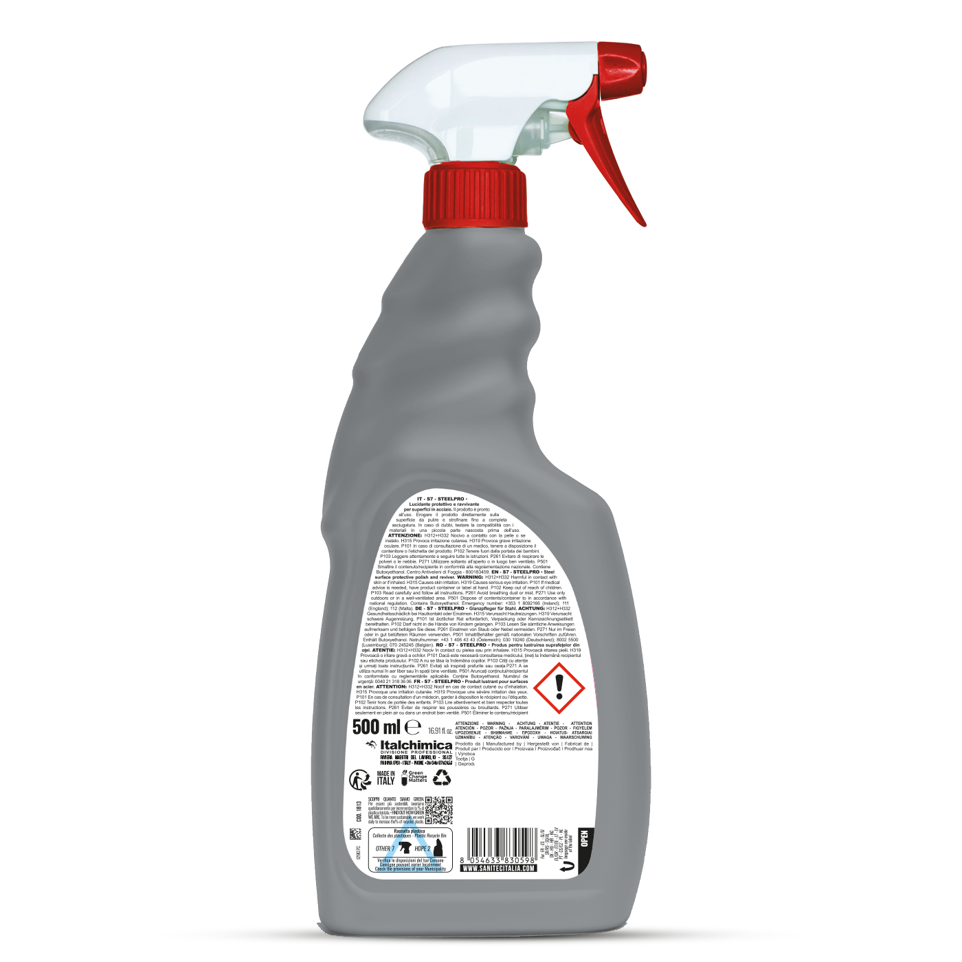 Acciaio Lucidante liquido pronto all'uso per tutte le superfici in acciaio S7 Stellpro 500 ML sanitec 1813