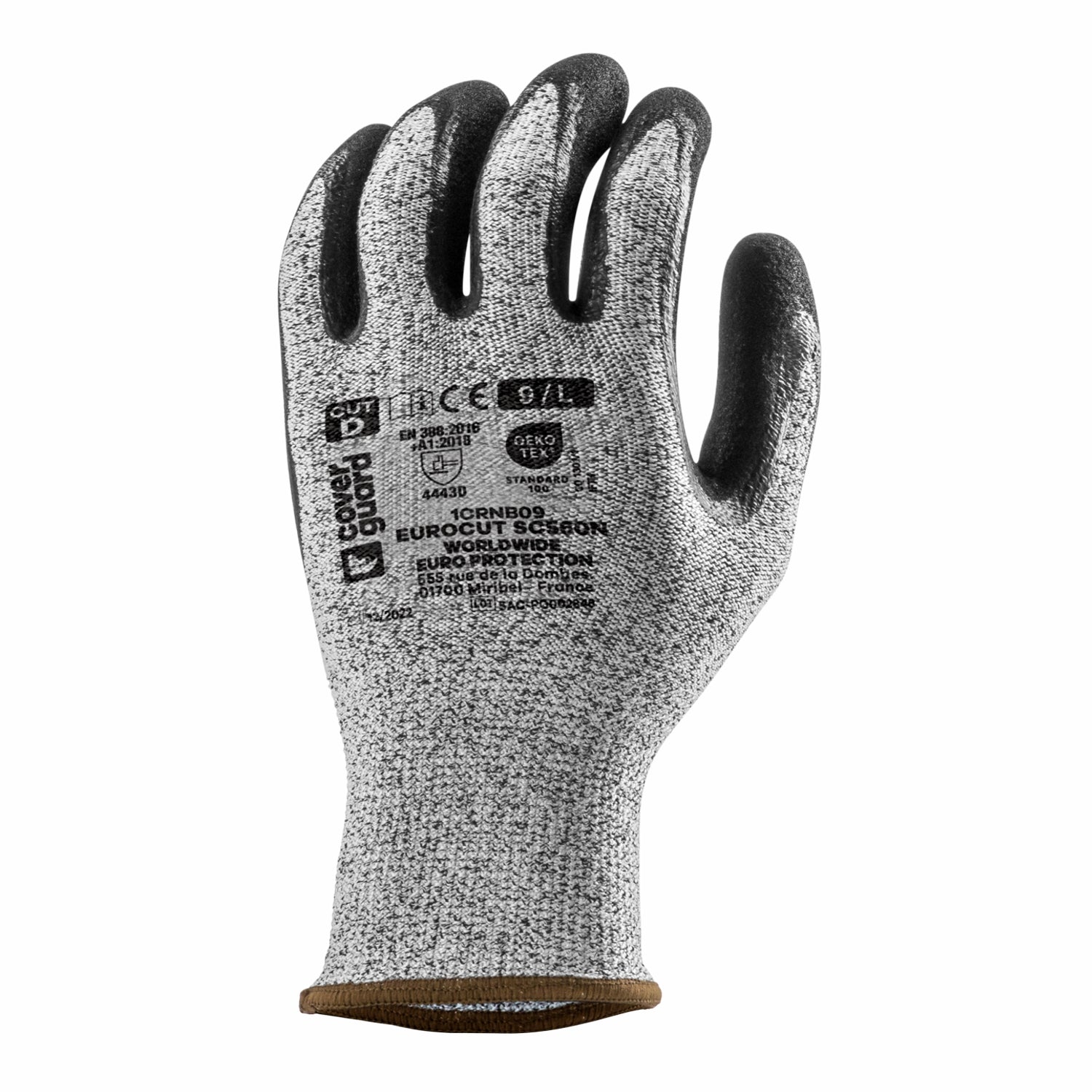 Guanti antitaglio HPPE palmo Doppia spalmatura micro schiuma NITRILE nero 1crnb