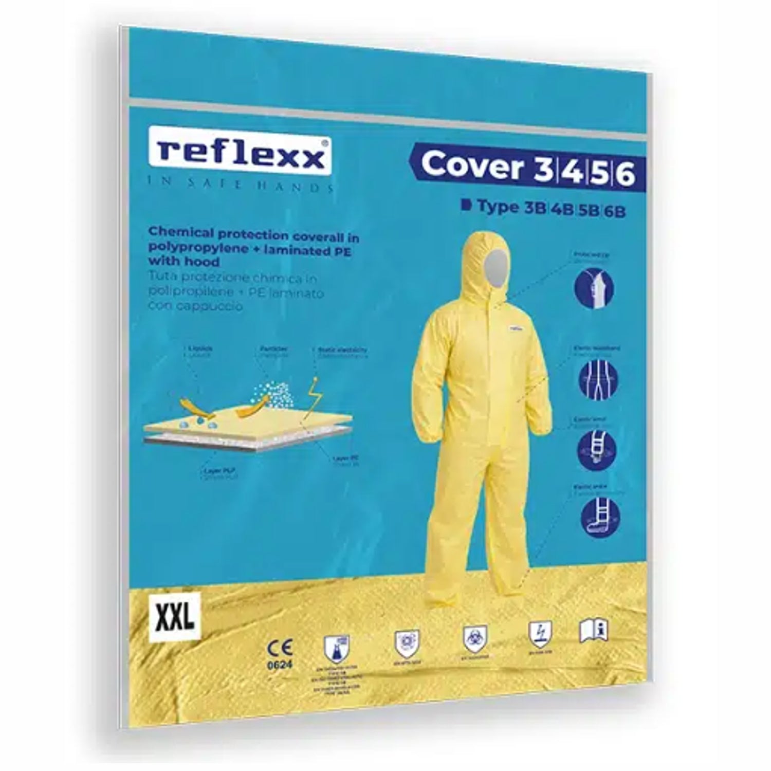 Tuta protezione chimica tipo tipo 3B/ 4B / 5B / 6B Reflexx cover 3456