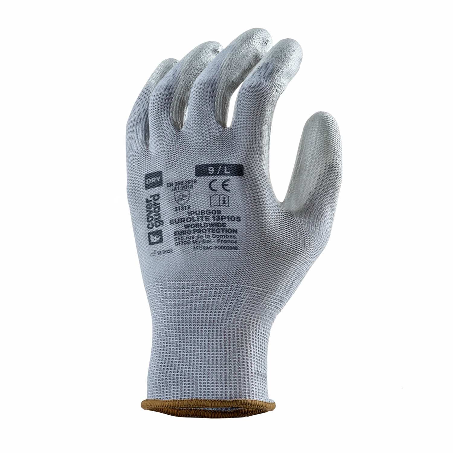 Guanti da lavoro in poliestere grigio rivestito in poliuretano grigio 1pubg