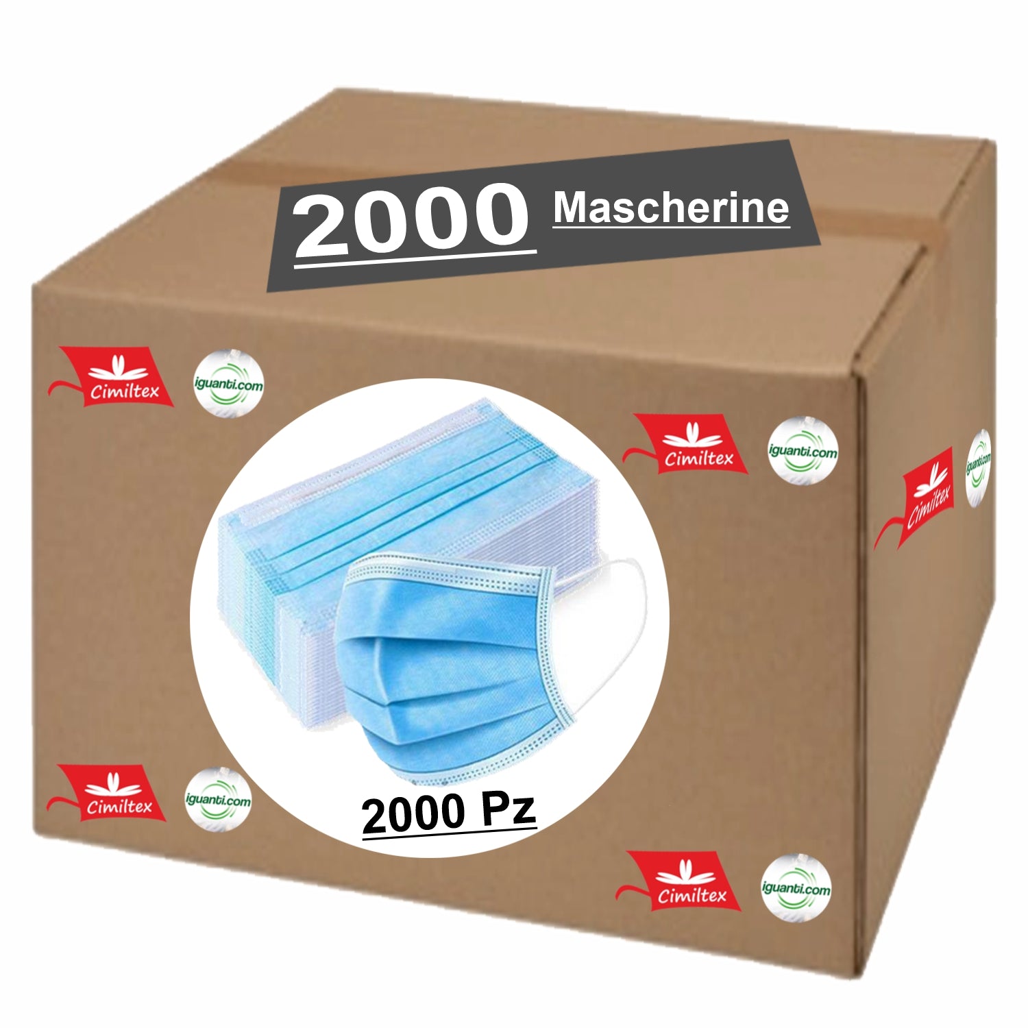 2000 Mascherine chirurgica TNT 3 strati con elastici