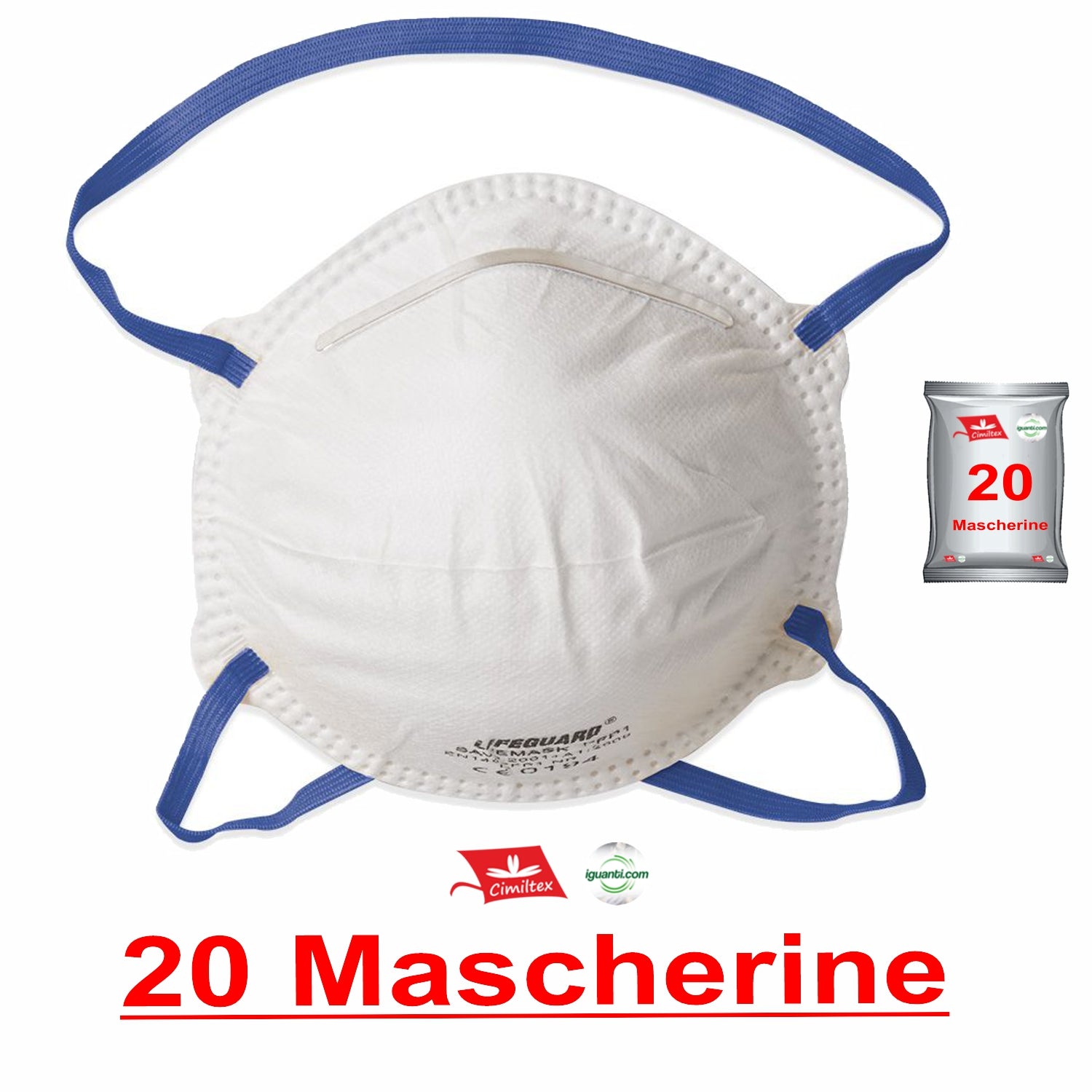 20 Mascherina monouso FFP2 senza valvola filtrante EN 149:2001+A1:2009