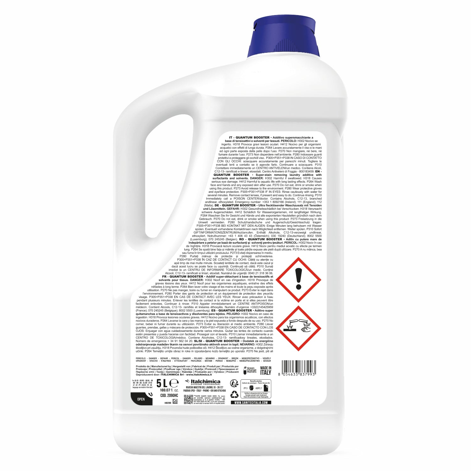 Quantum booster Additivo super smacchiante a base di tensioattivi e solventi per tessuti 5 litri sanitec 2090HC