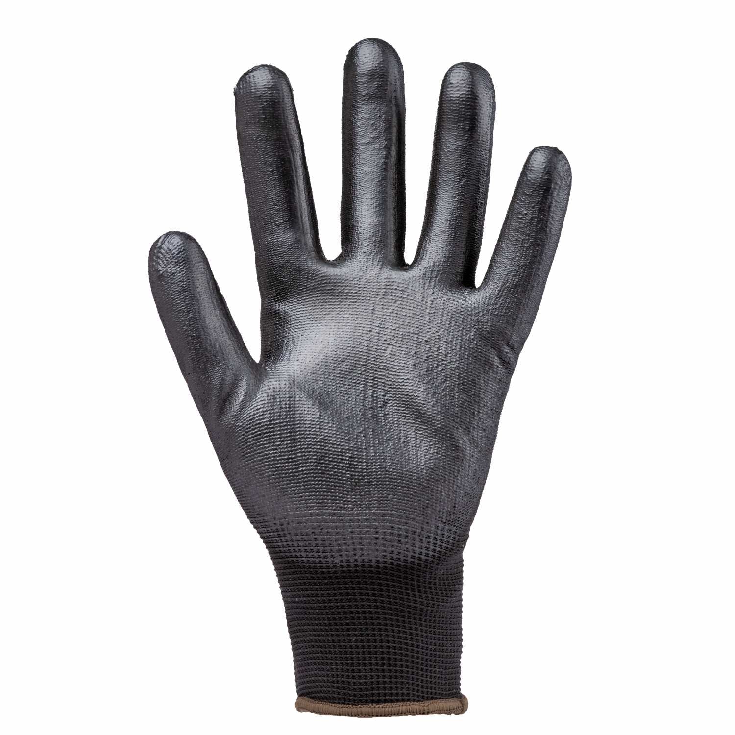 Guanti da lavoro in poliestere nero rivestito in poliuretano nero 1pubb