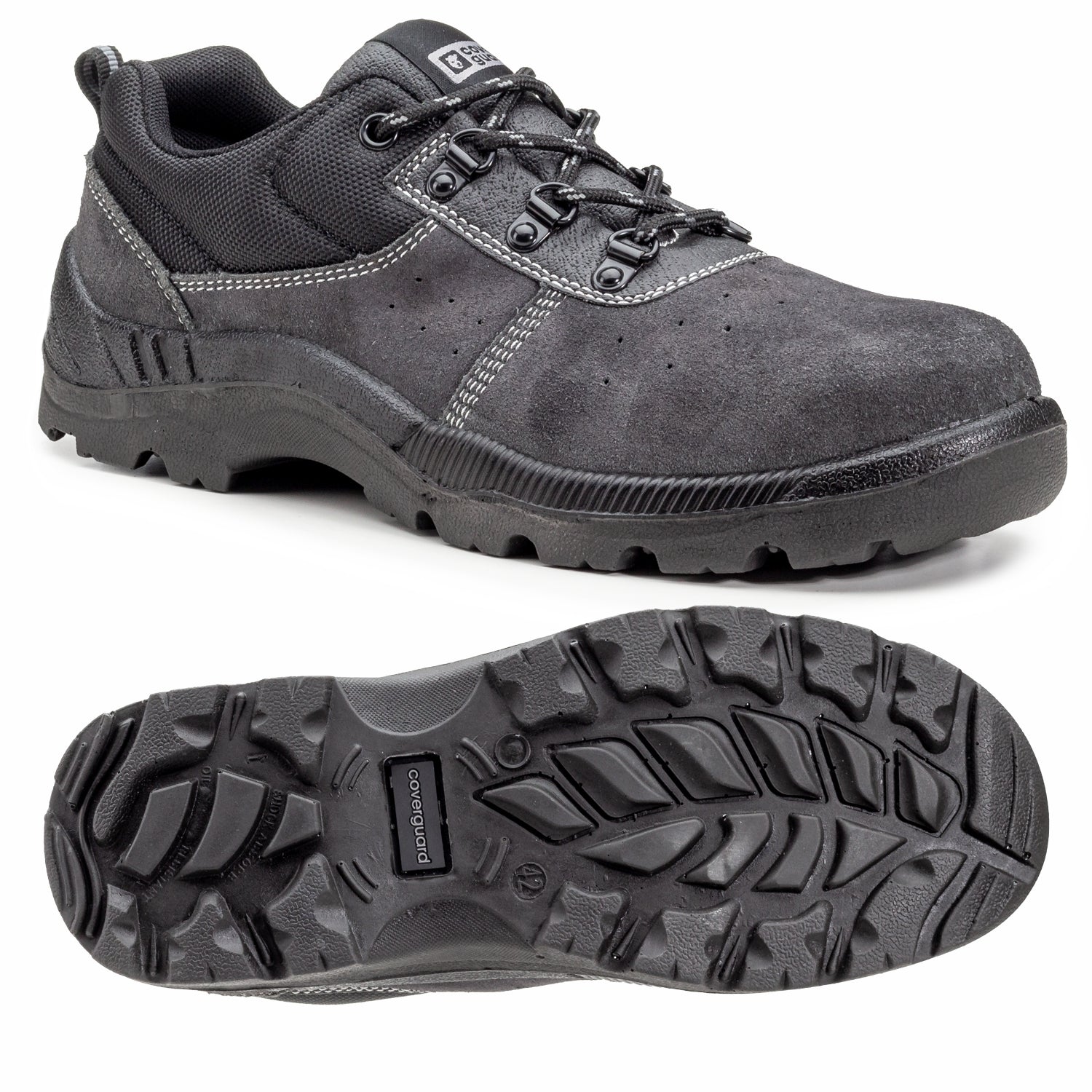 Scarpa bassa in pelle scamosciata microforata puntale in acciaio manganite S1P