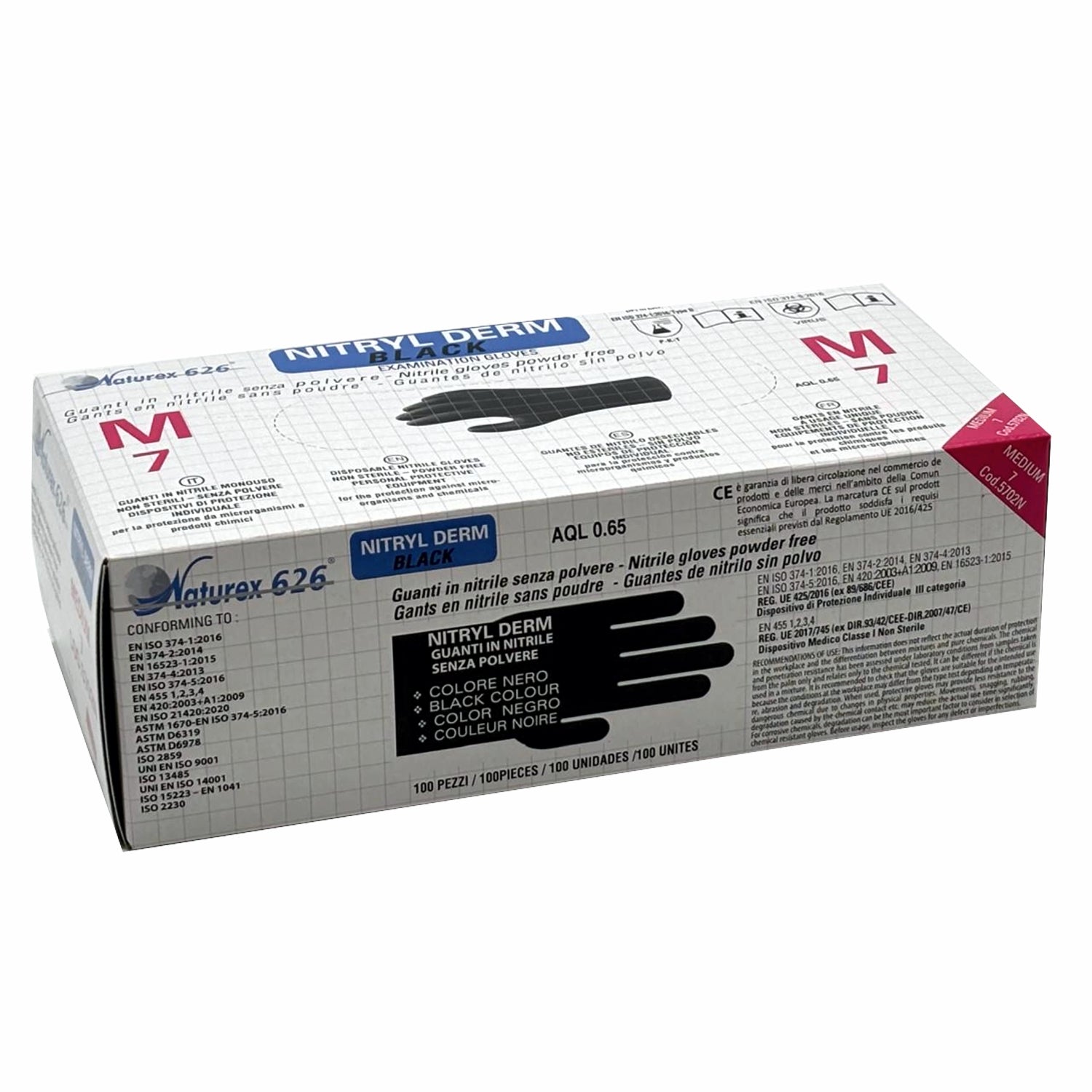 Guanti in nitrile senza polvere naturex 626 nitryl derm black nacatur gr. 3,90