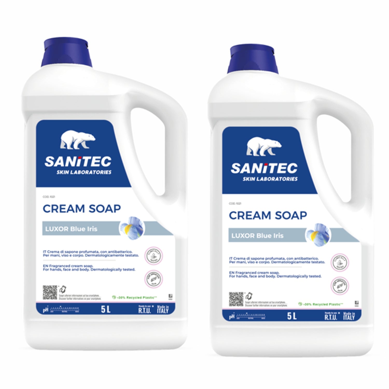 2 flaconi Sapone Cream Soap profumato idratante 10 litri 5+5 sanitec 1021