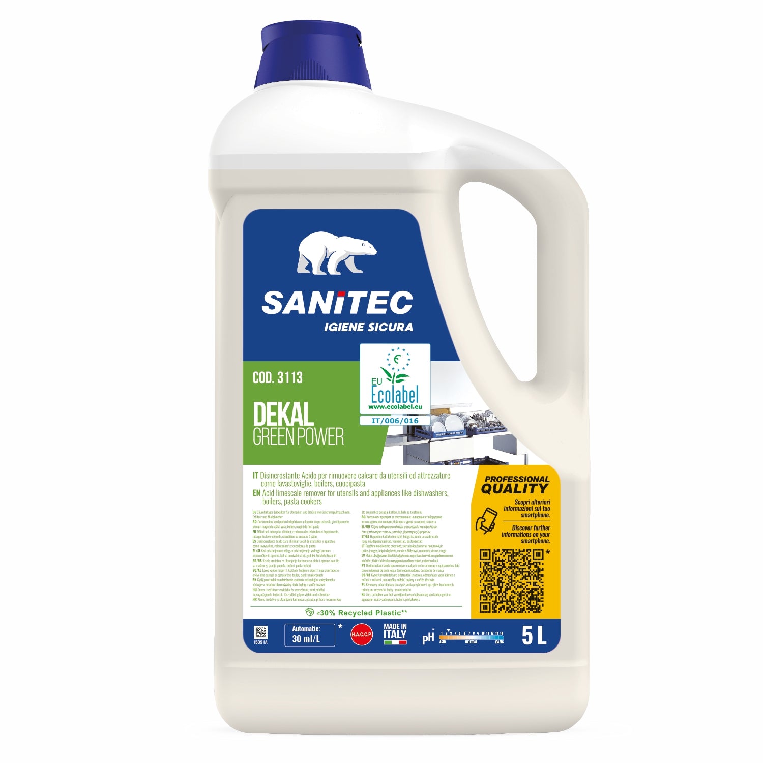 Lavastoviglie Anticalcare Dekal green powerl 5 litri sanitec 3113