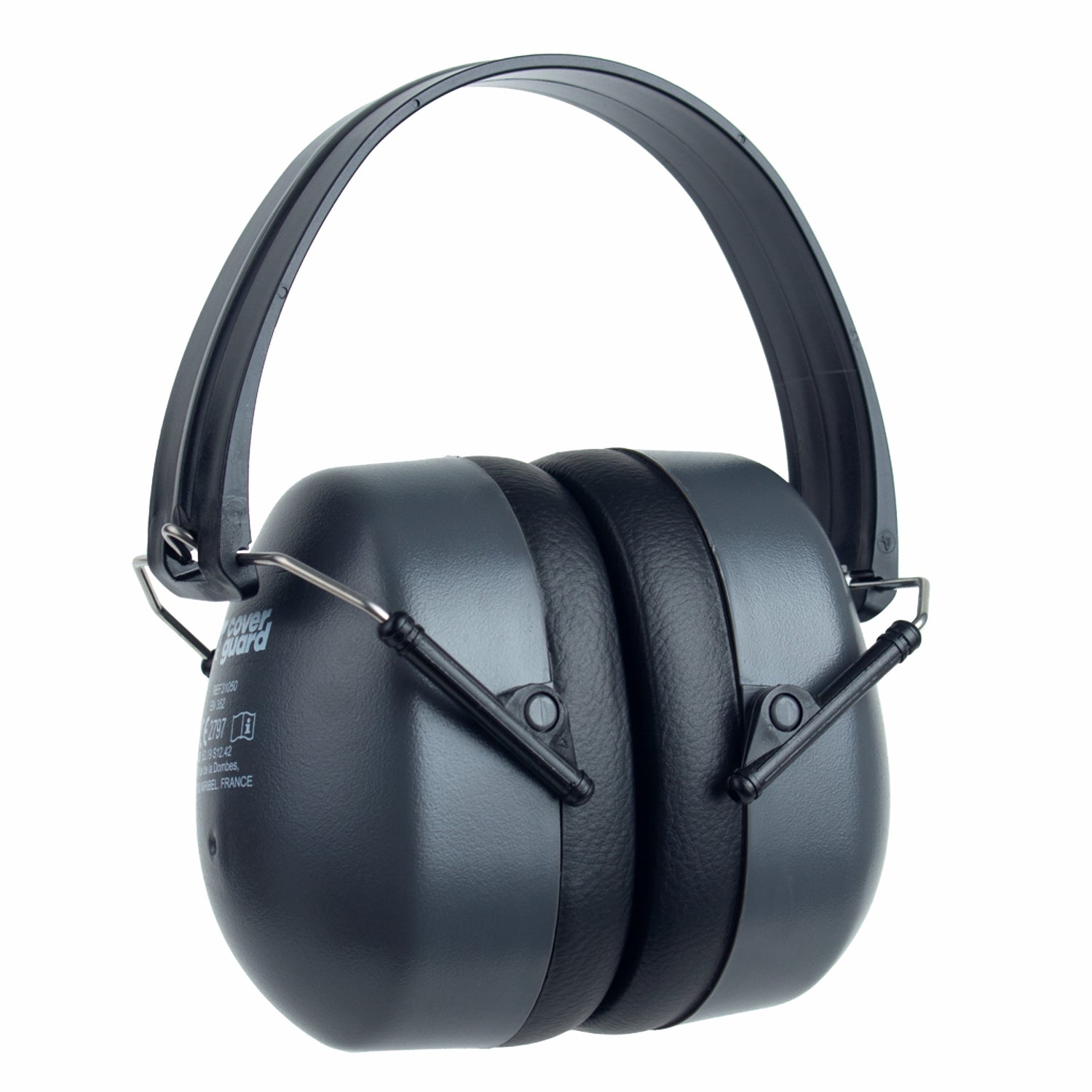 Cuffia auricolare 30,4 DB in ABS nero, archetto regolabile e pieghevole, cuscinetti in PVC effetto pelle