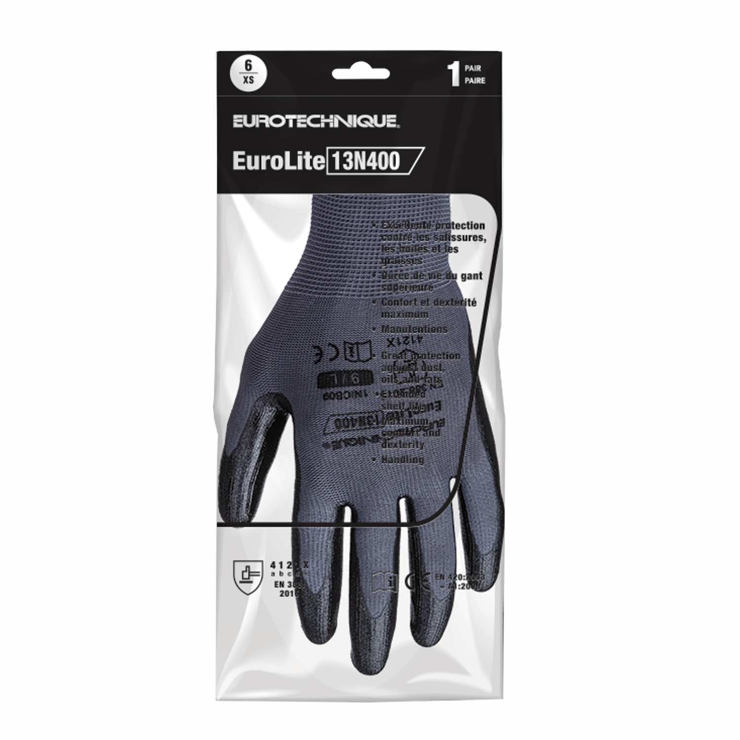 Guanti da lavoro nylon ricoperti in Nitrile 1/4 protezione da oli e grassi 1nicb