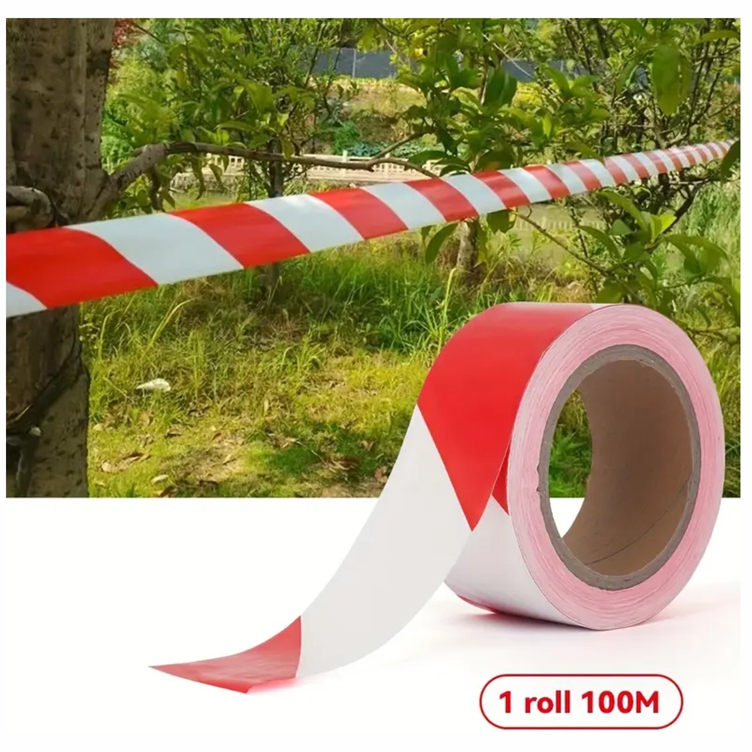 10 rotoli Nastro segnaletico bifacciale polietilene - bianco rosso 100 metri h 50 mm