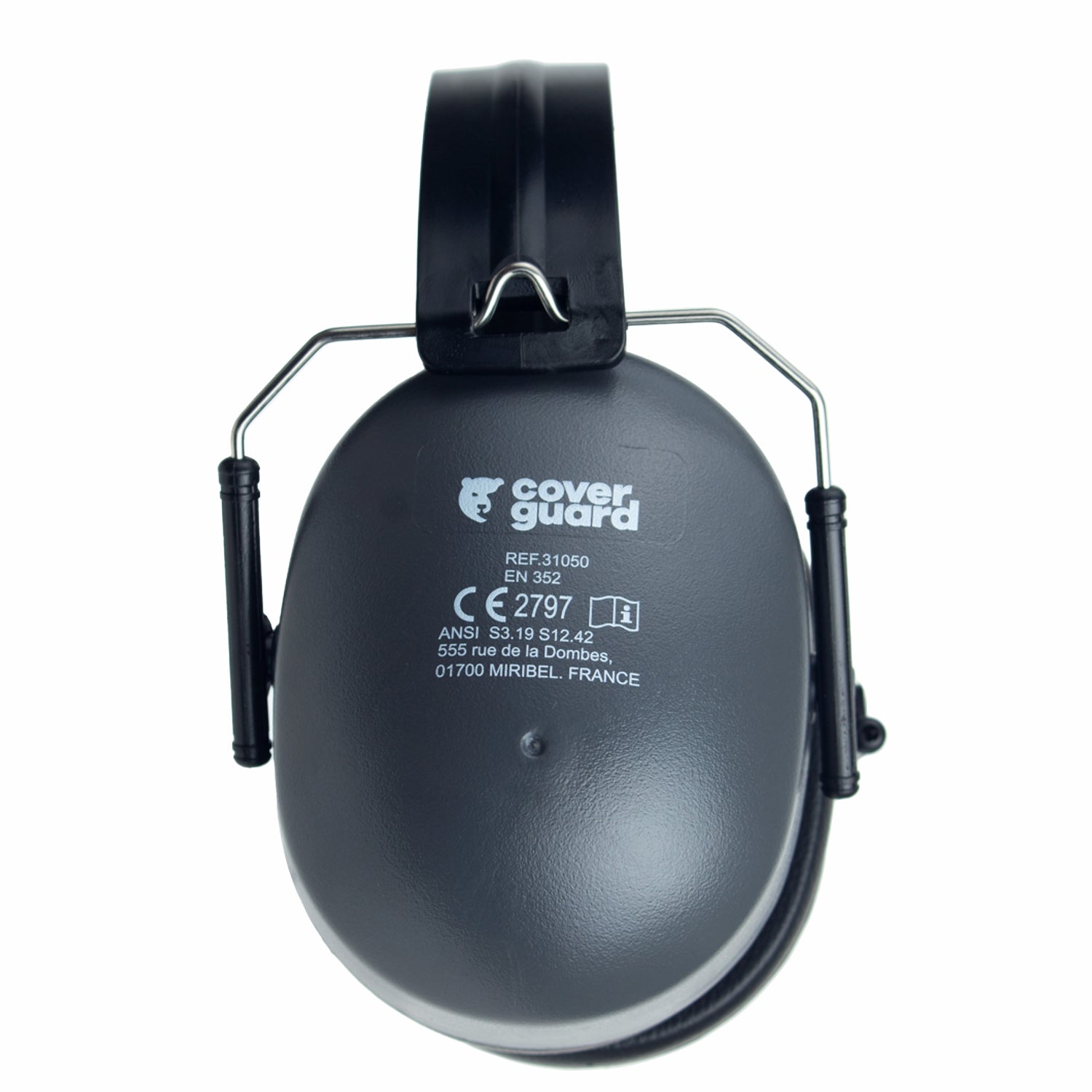 Cuffia auricolare 30,4 DB in ABS nero, archetto regolabile e pieghevole, cuscinetti in PVC effetto pelle