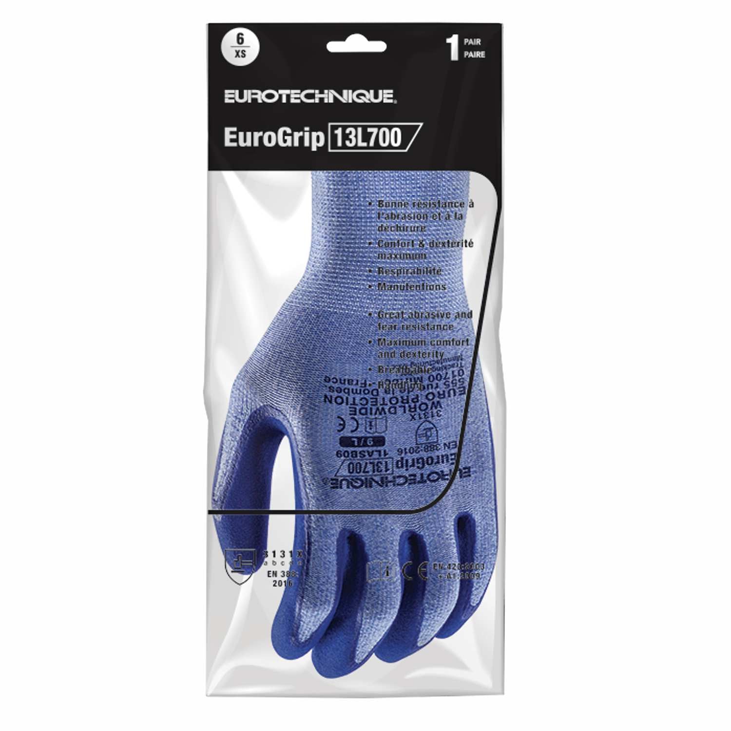 Guanti da lavoro 1LASB doppio rivestito in schiuma di lattice sul palmo ottima presa