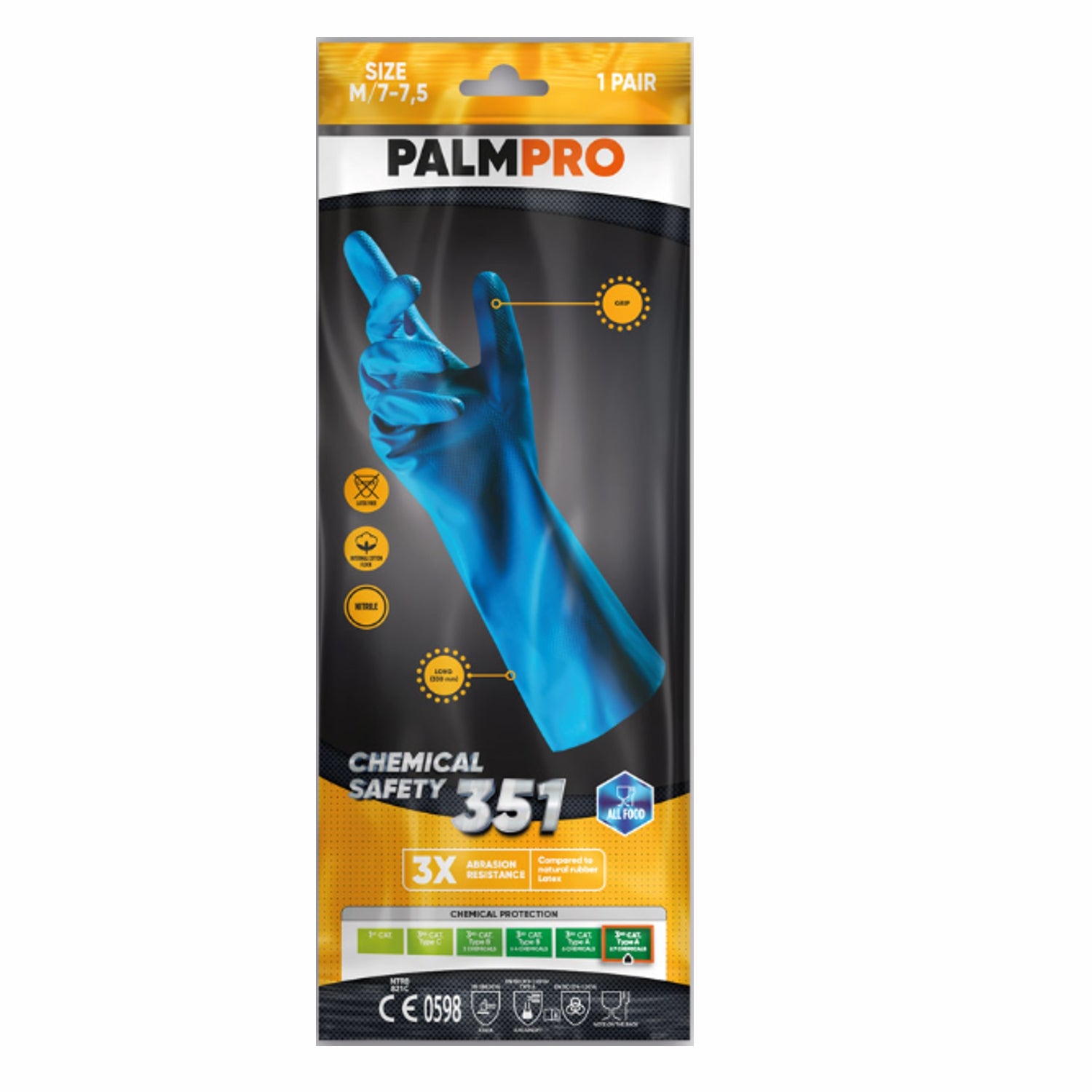 Guanti da lavoro in nitrile Blu felpato 351