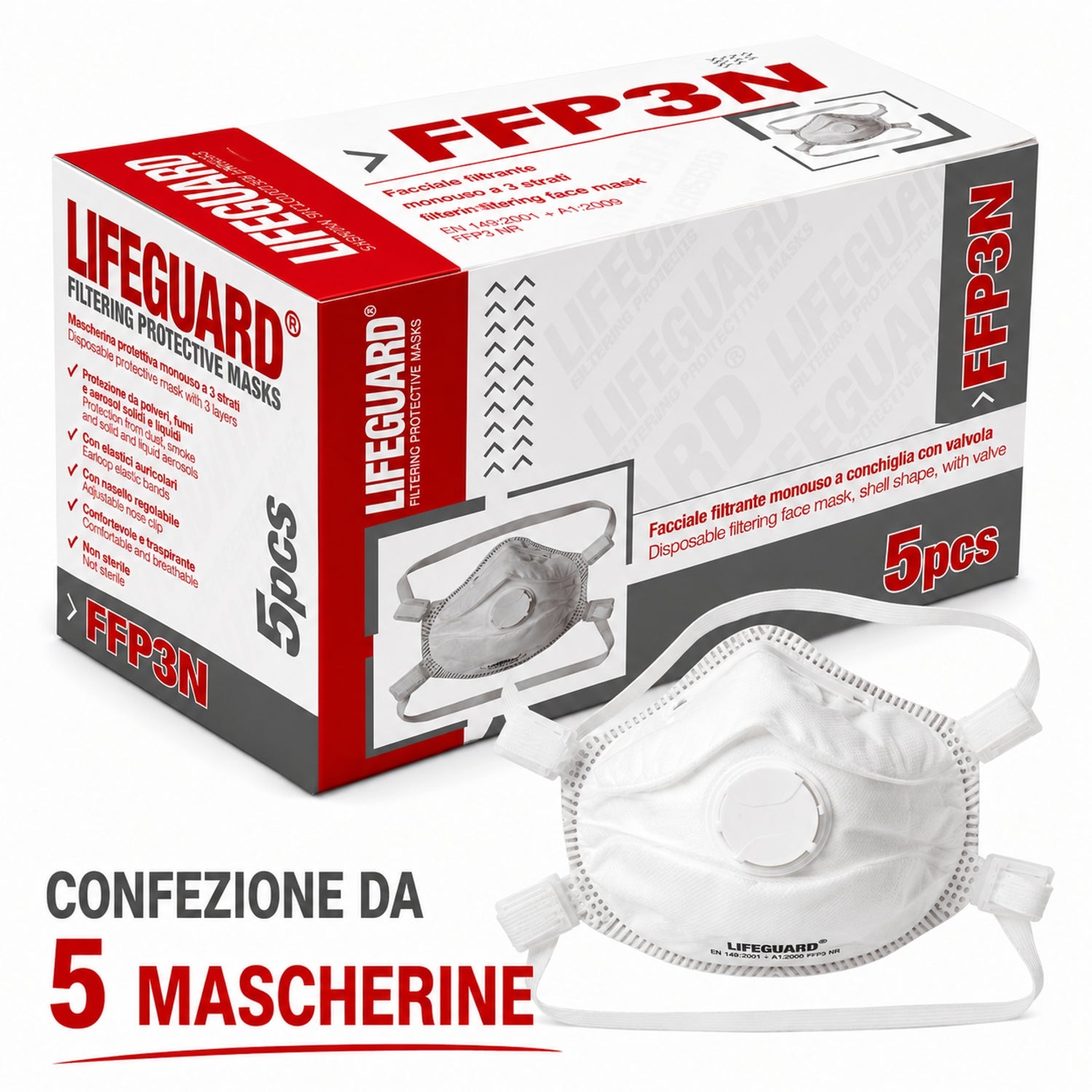Mascherina FFP3 Monouso Con Valvola a Goccia – Confezione da 5 pz | EN 149:2001+A1:2009