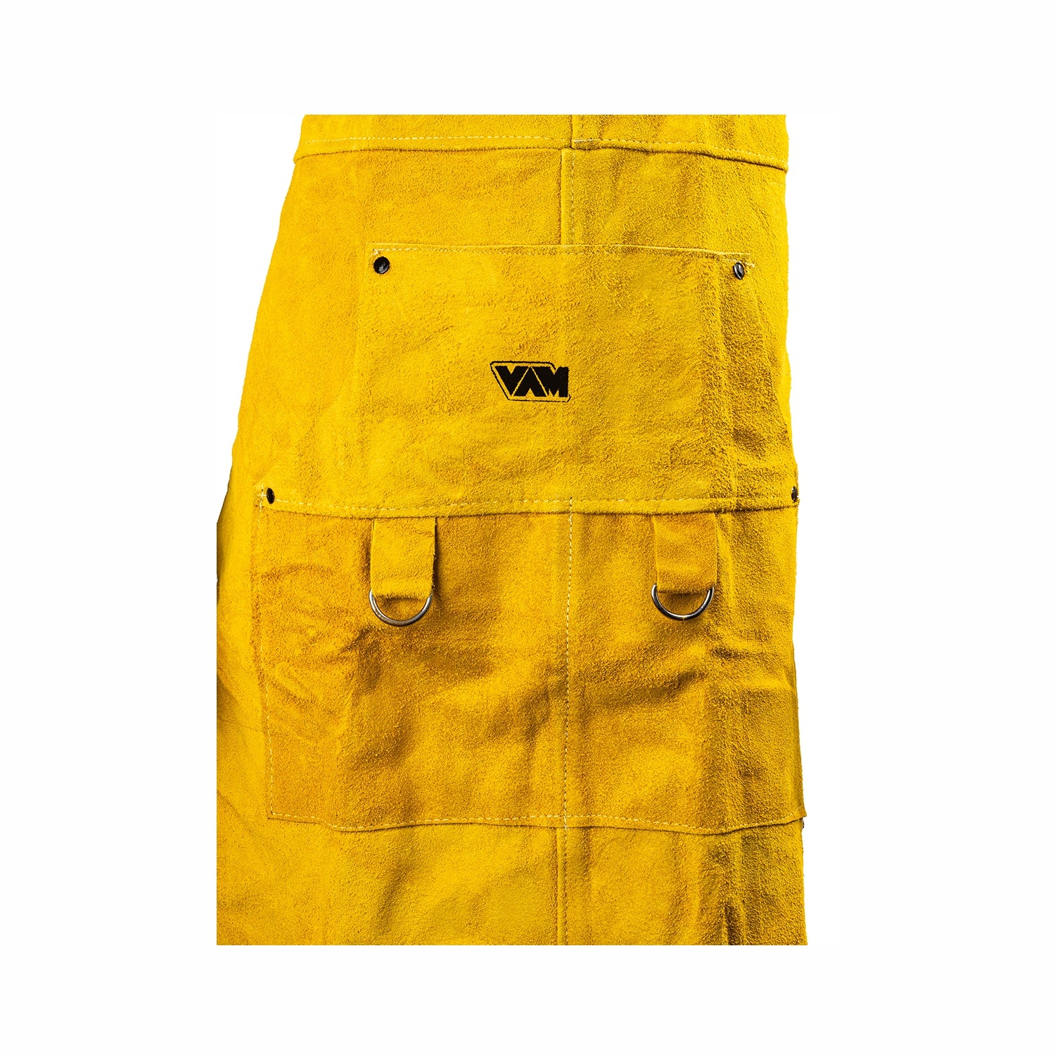 Grembiule da saldatore in pelle crosta bovina con cuciture in kevlar colore giallo