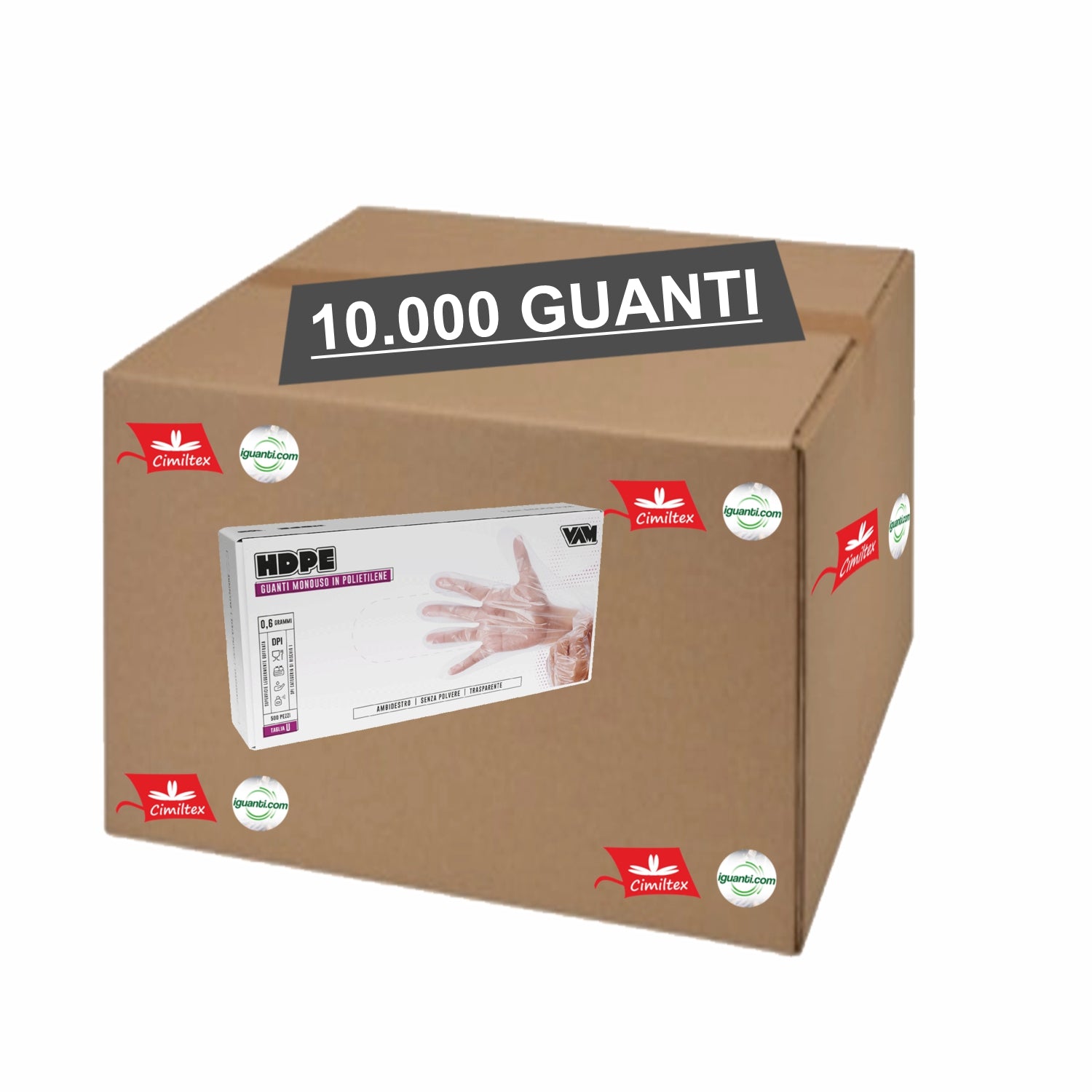 10.000 Guanti monouso per ortofrutta e distributori in polietilene HDPE taglia XL