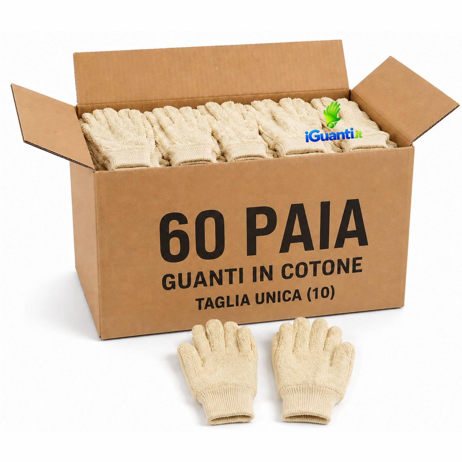 60 Paia Guanti Isolamento termico da contatto 100°C - 15 sec. in spugna di cotone taglia unica 10