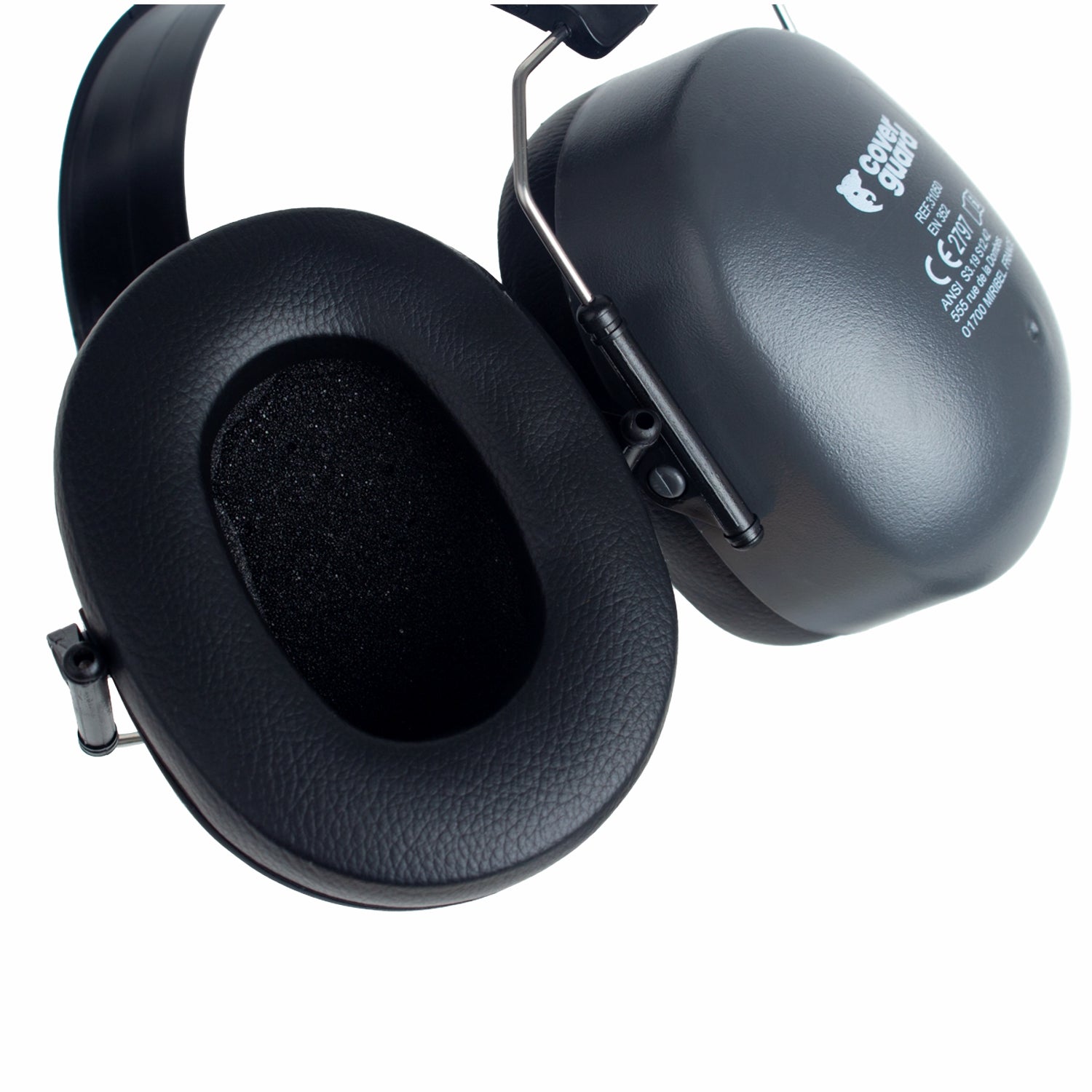 Cuffia auricolare 30,4 DB in ABS nero, archetto regolabile e pieghevole, cuscinetti in PVC effetto pelle