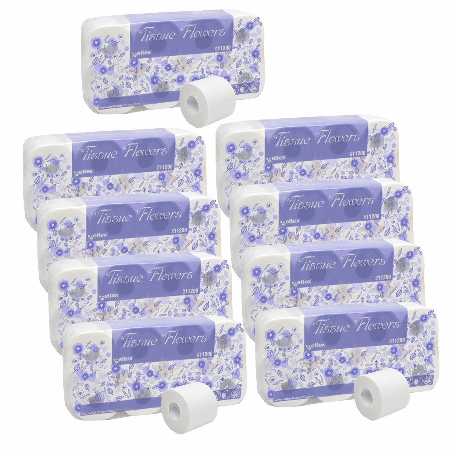 72 rotoli Carta igienica 3 veli 8 rotoloni di pura cellulosa tissue flowers celtex C11200