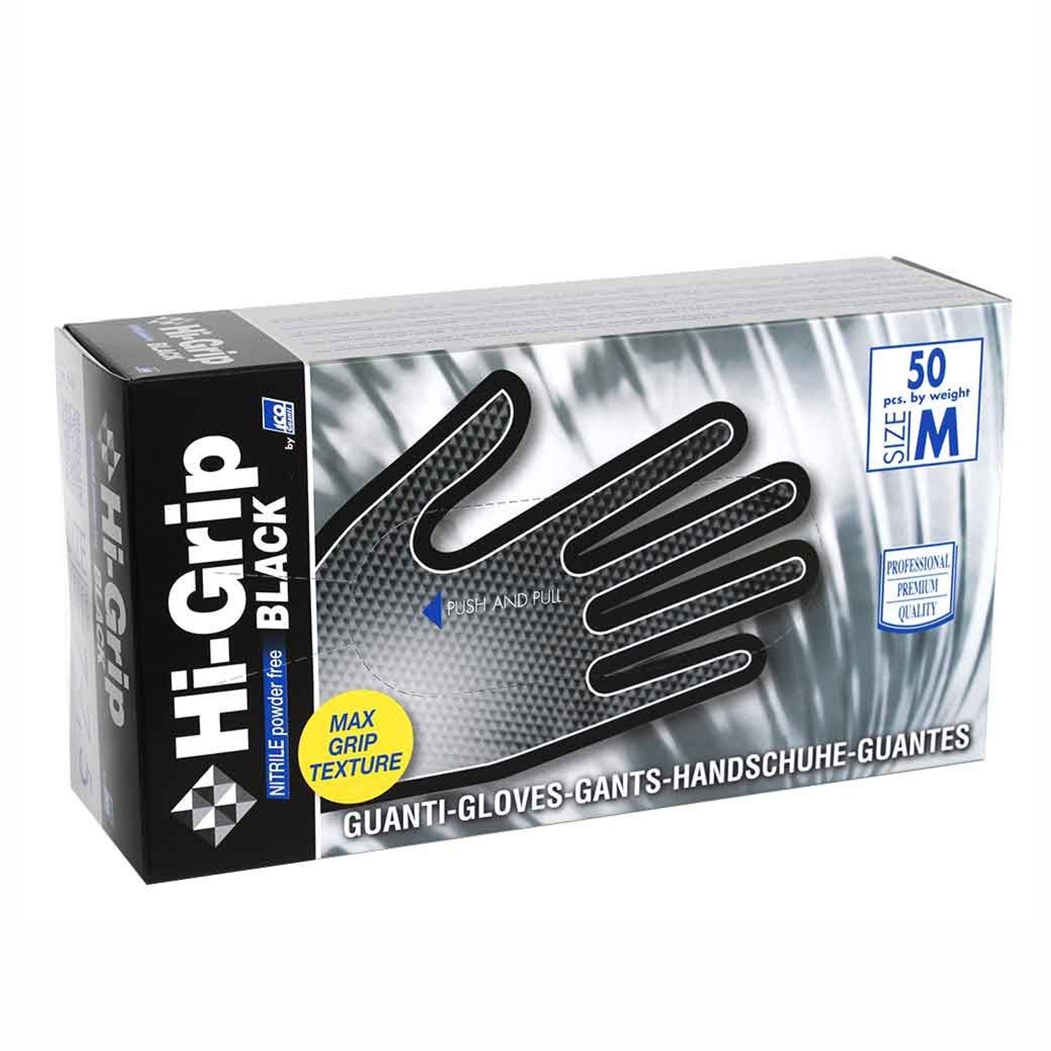 774 guanti monouso in nitrile hi grip nero Palmpro Premium Icoguanti