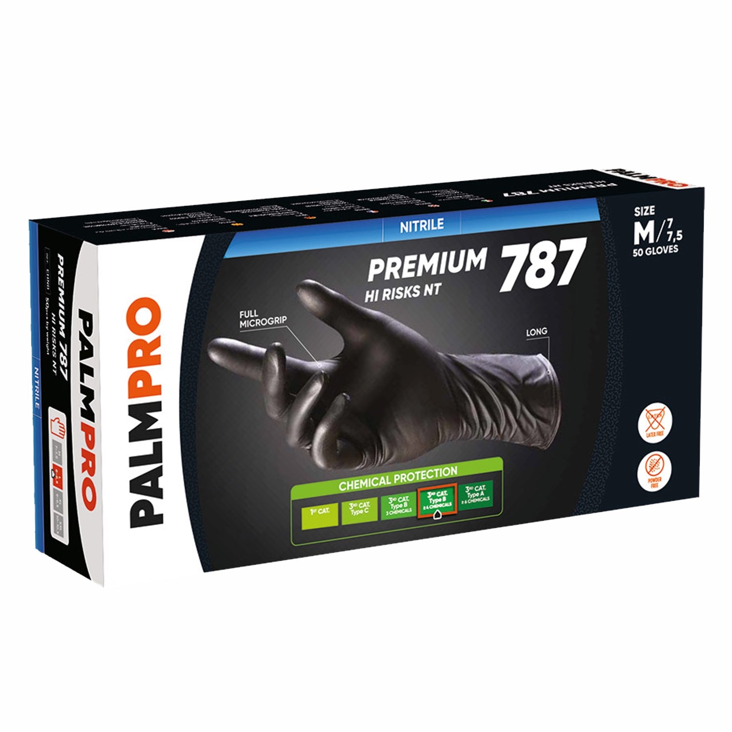 Guanti monouso in nitrile nero 787 Hi risks NT extralungo pz.50 Icoguanti gr. 10,00