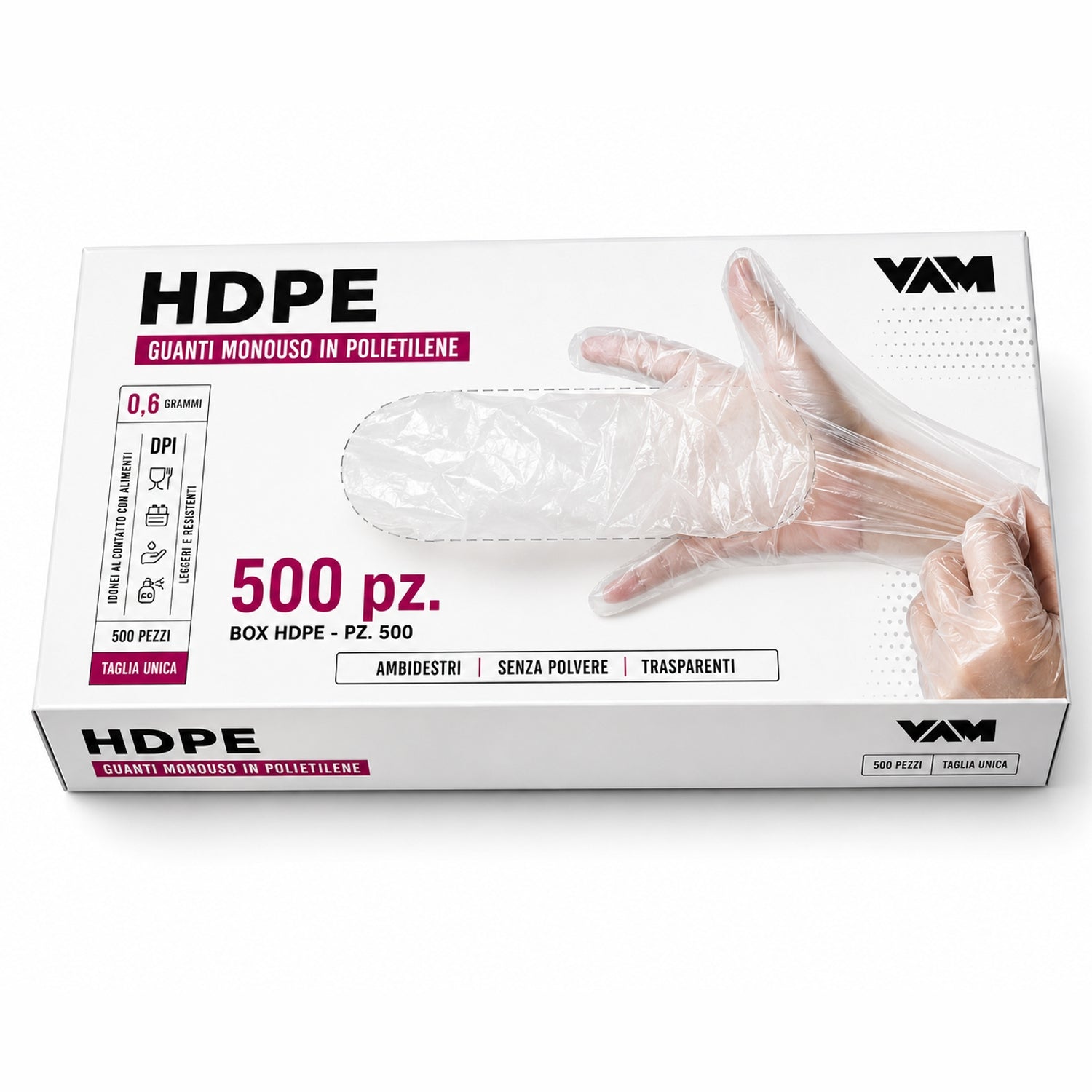 10.000 Guanti monouso in polietilene HDPE per distributori e ortofrutta Box da 500 – taglia XL