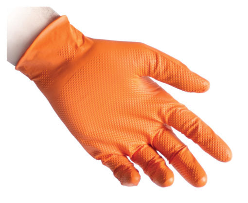 Guanti monouso nitrile premium arancione Hi grip 773 pz. 50 gr. 8,5