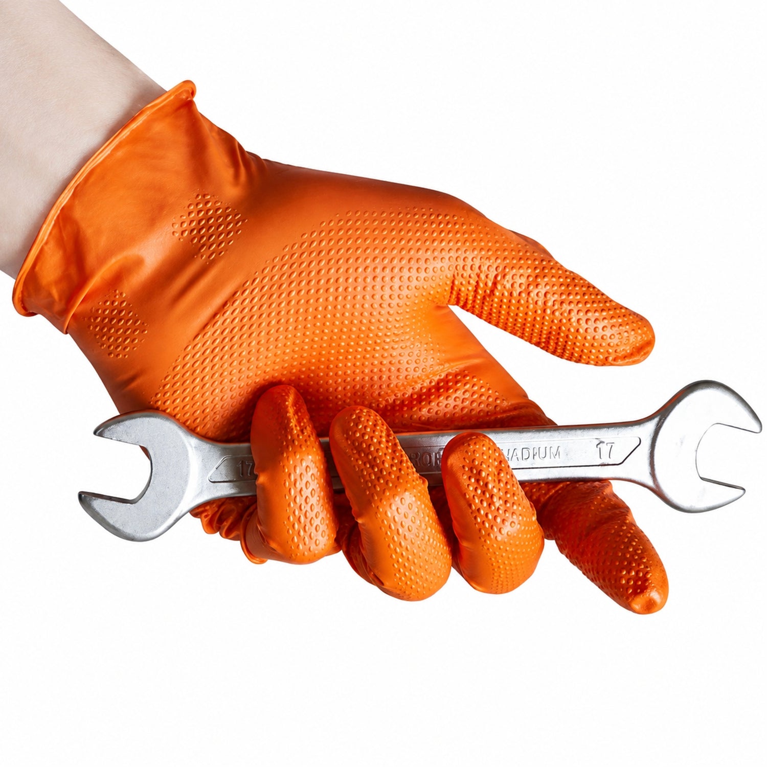 Guanti Monouso in Nitrile Grip Arancione Reflexx N85 – Senza Polvere | 8,4g | 50 pz