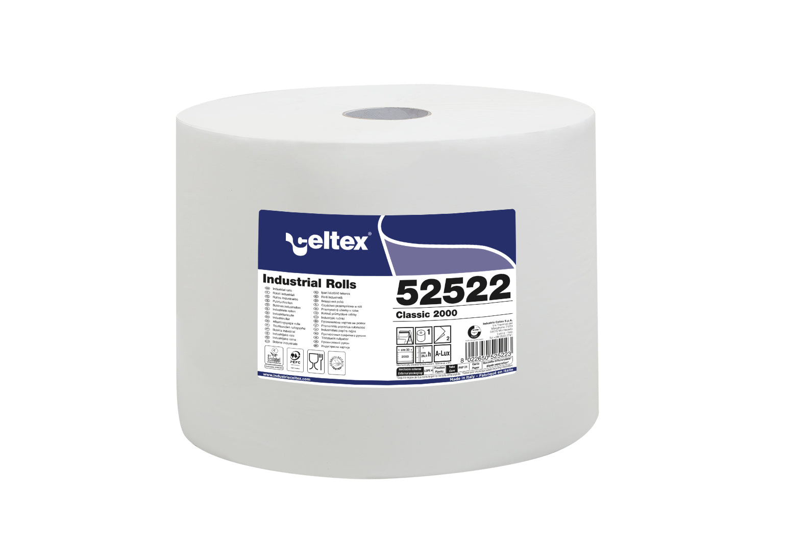 Rotolone di carta bobina industriale 1 rotoli 2000 strappi 2 veli celtex 52522
