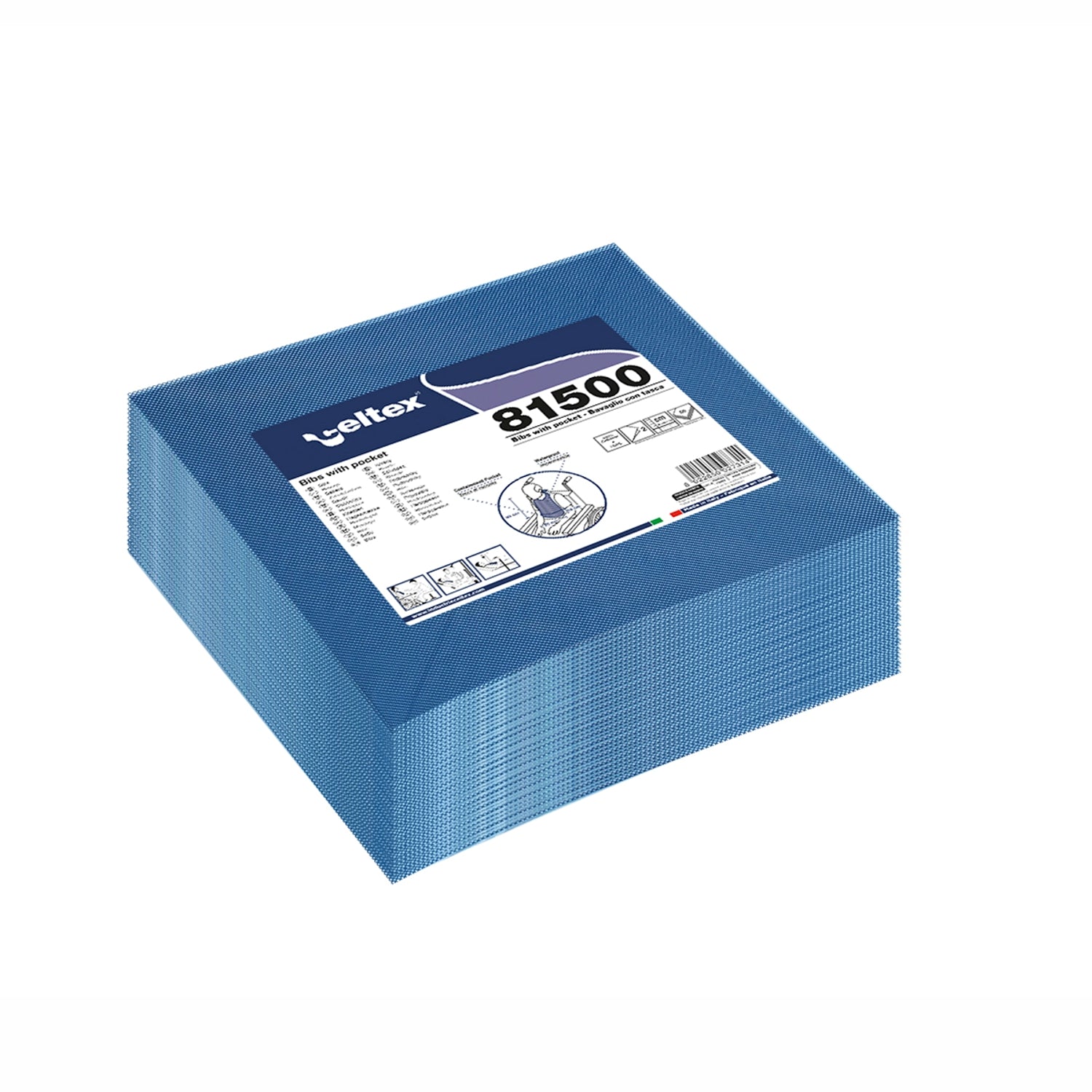 500 Bavaglio monouso con tasca impermeabile cartone da 500 pz.