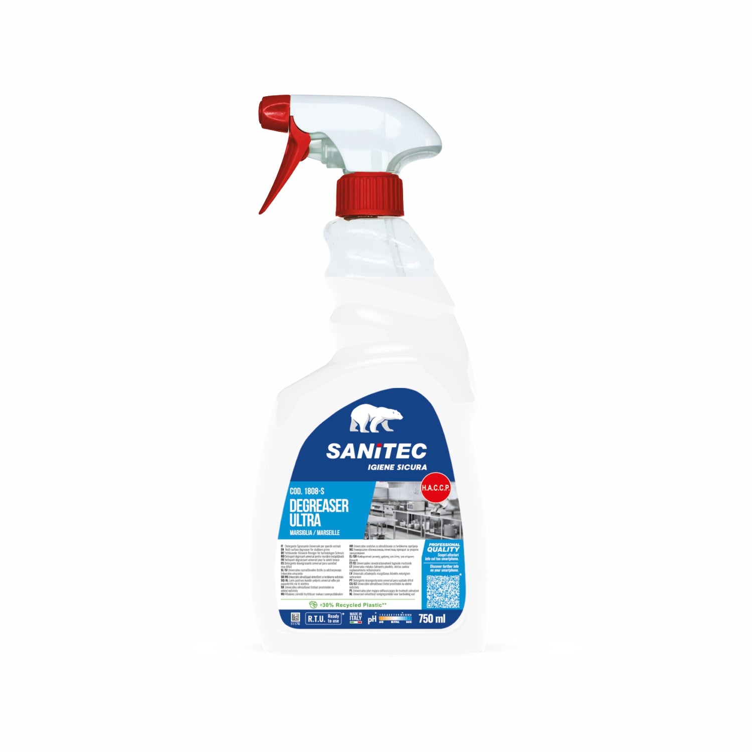 6 flaconi Sgrassatore detergente degreaser ultra marsiglia 750 ML sanitec 1808-S