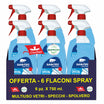 Detergente multiuso Crystal vetri specchi e spolvero 6 flaconi spray x 750 ml.