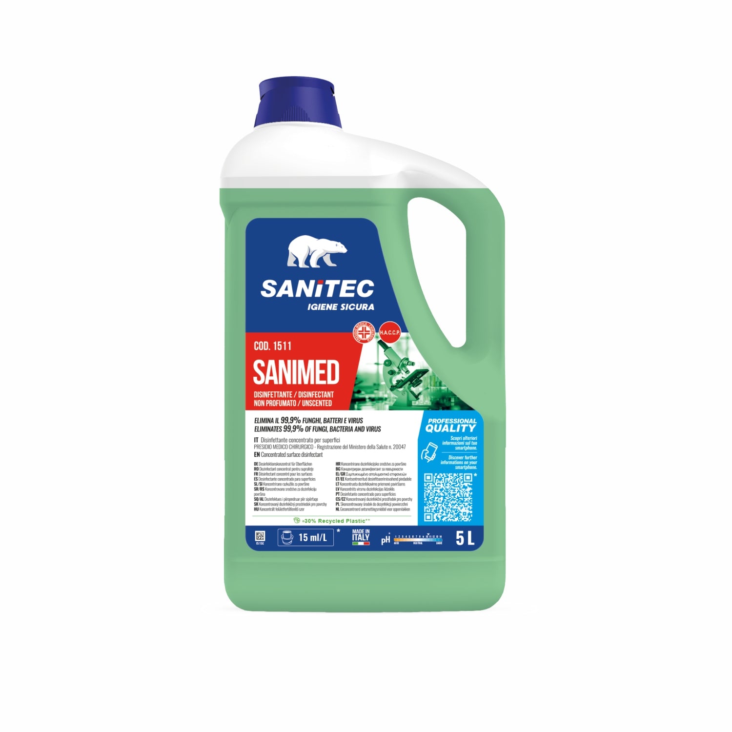 Disinfettante Sanimed detergente concentrato per uso ambientale 5 litri sanitec 1511